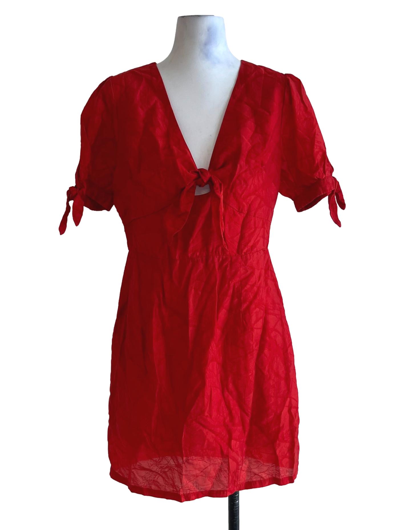 Rose Red V-Neckline Empire Dress