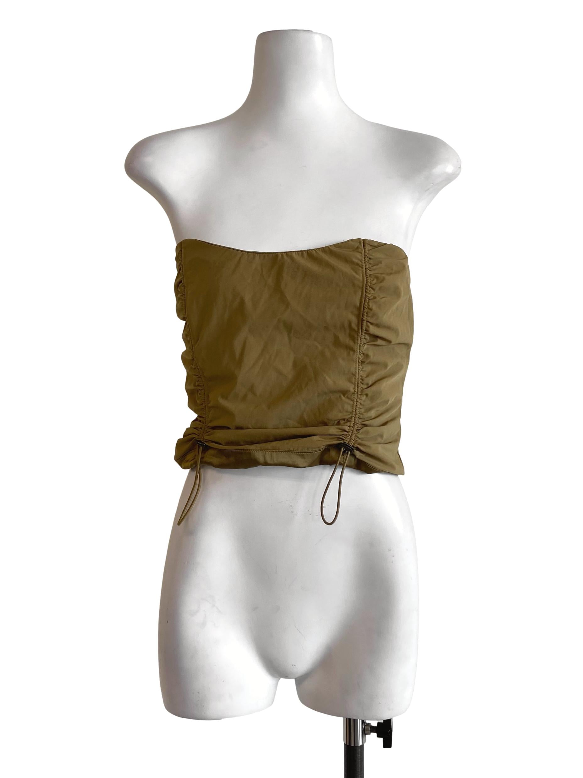 Sand Beige Strapless Crop Top