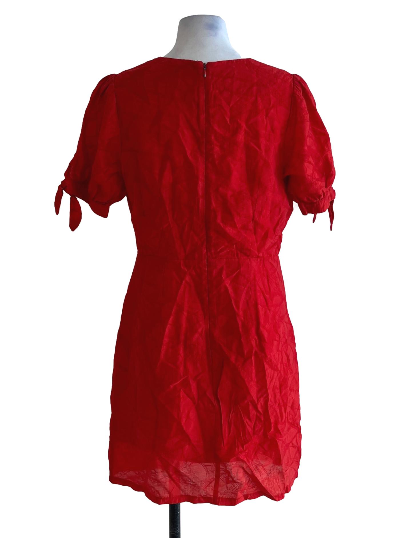 Rose Red V-Neckline Empire Dress