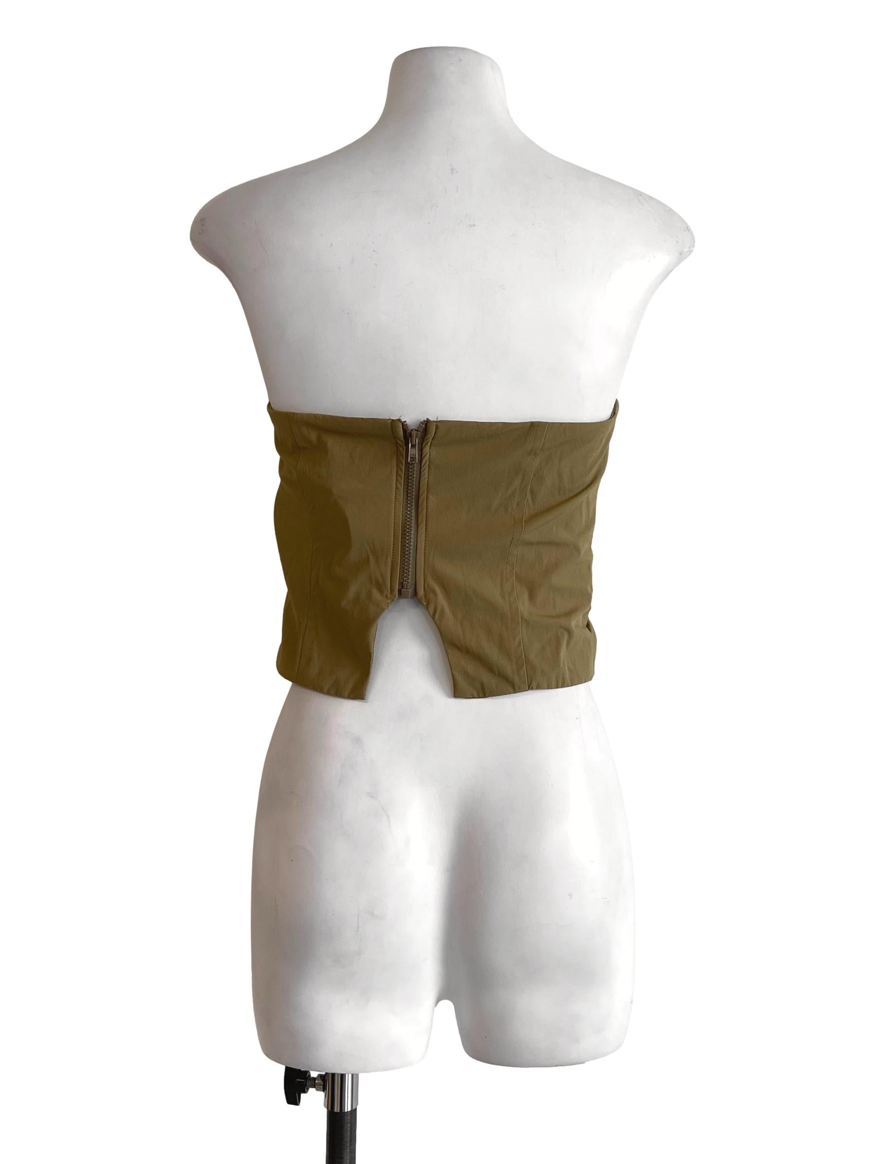 Sand Beige Strapless Crop Top