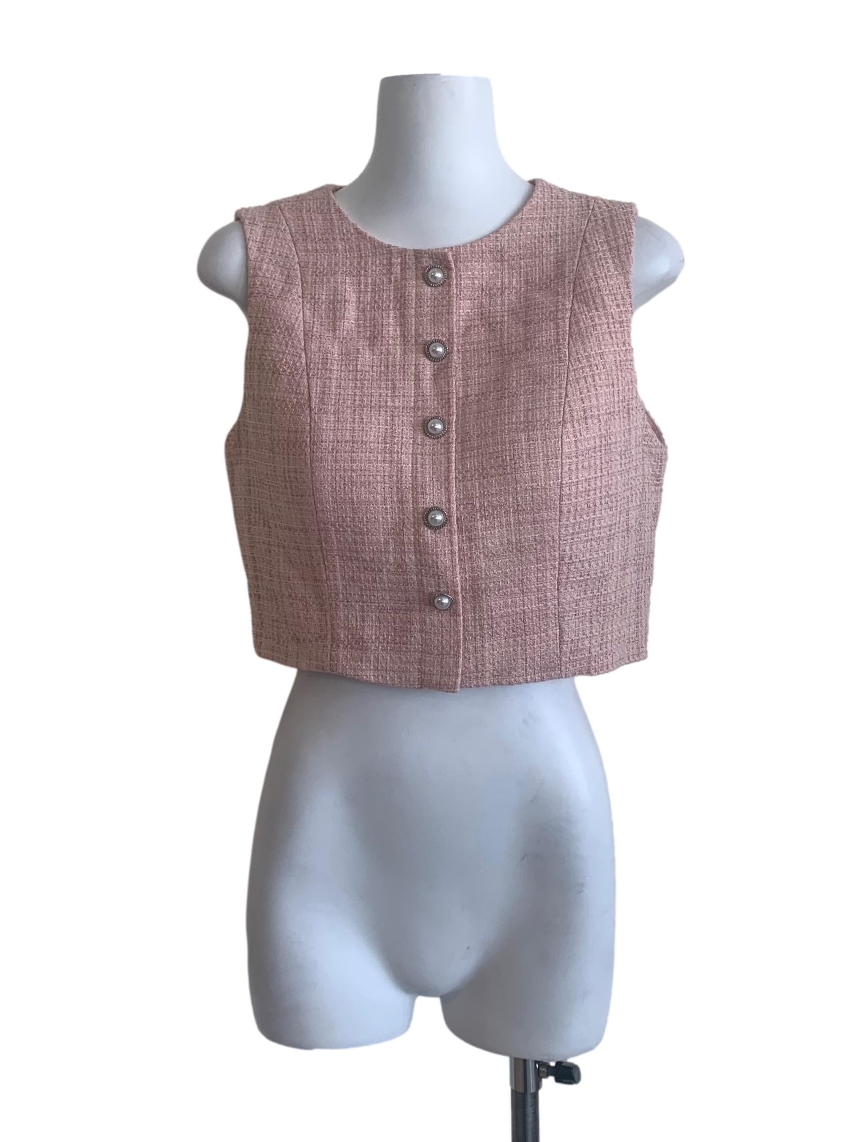 Rose Pink Tweed Top
