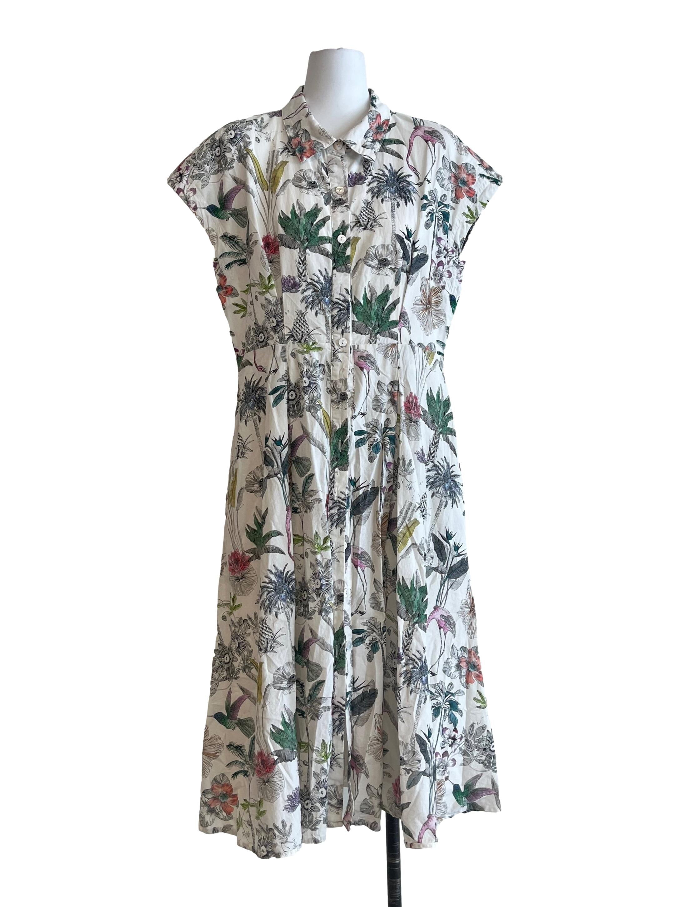Chiffon White Floral Printed Shirt Dress