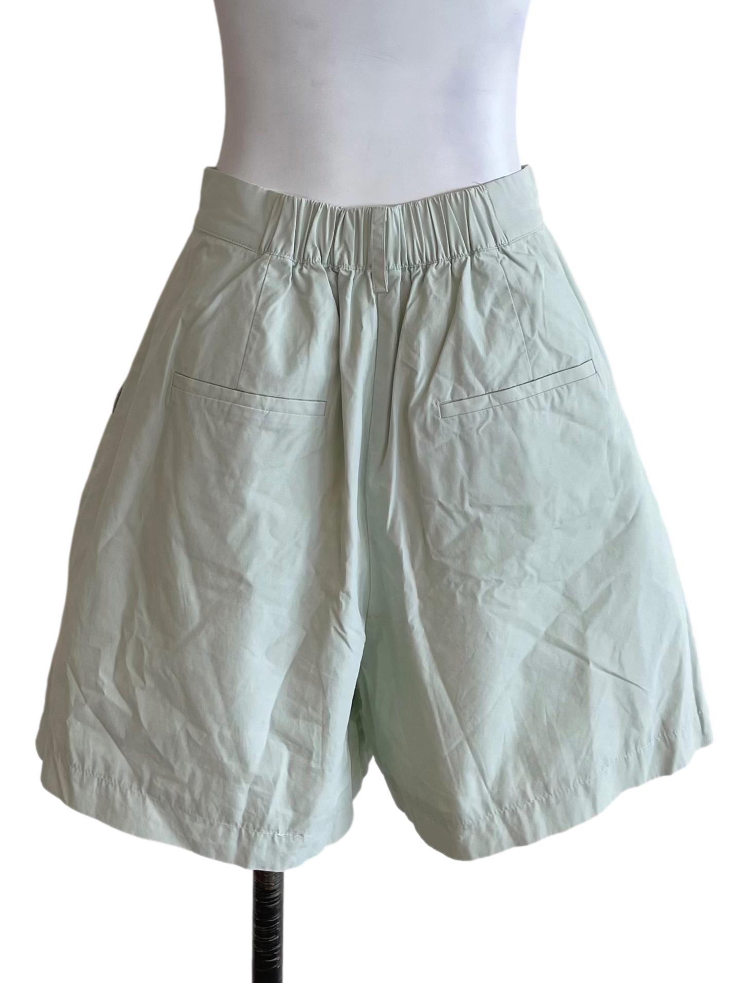 Milky Green Pleated Formal Shorts