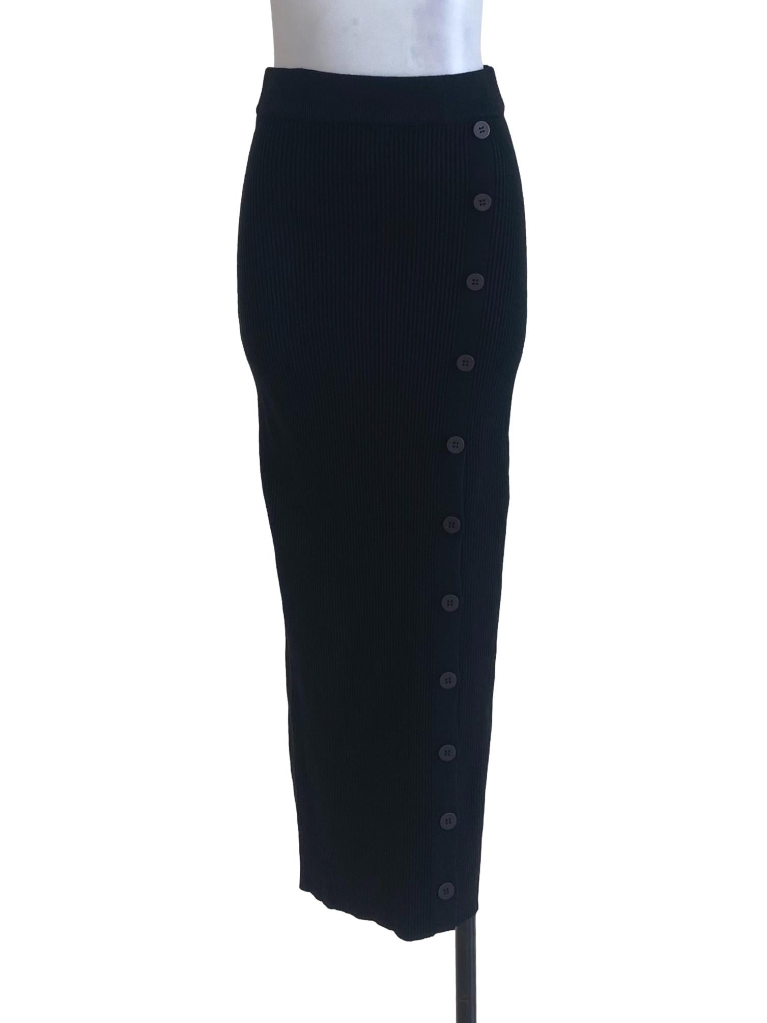 Carrislabelle Black Buttoned Pencil Skirt  | REFASH