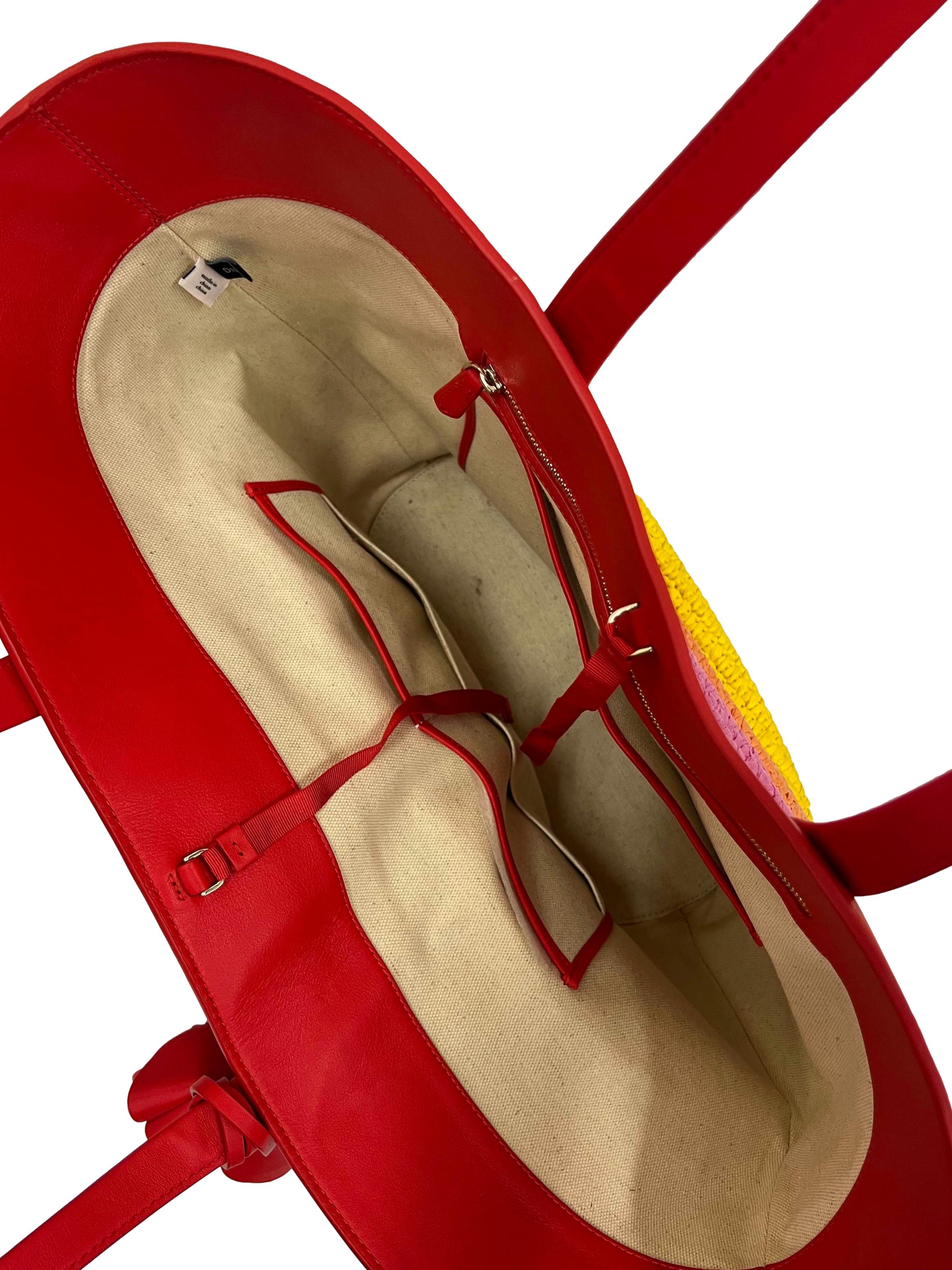 Multicoloured The Pier Striped Straw Medium Tote