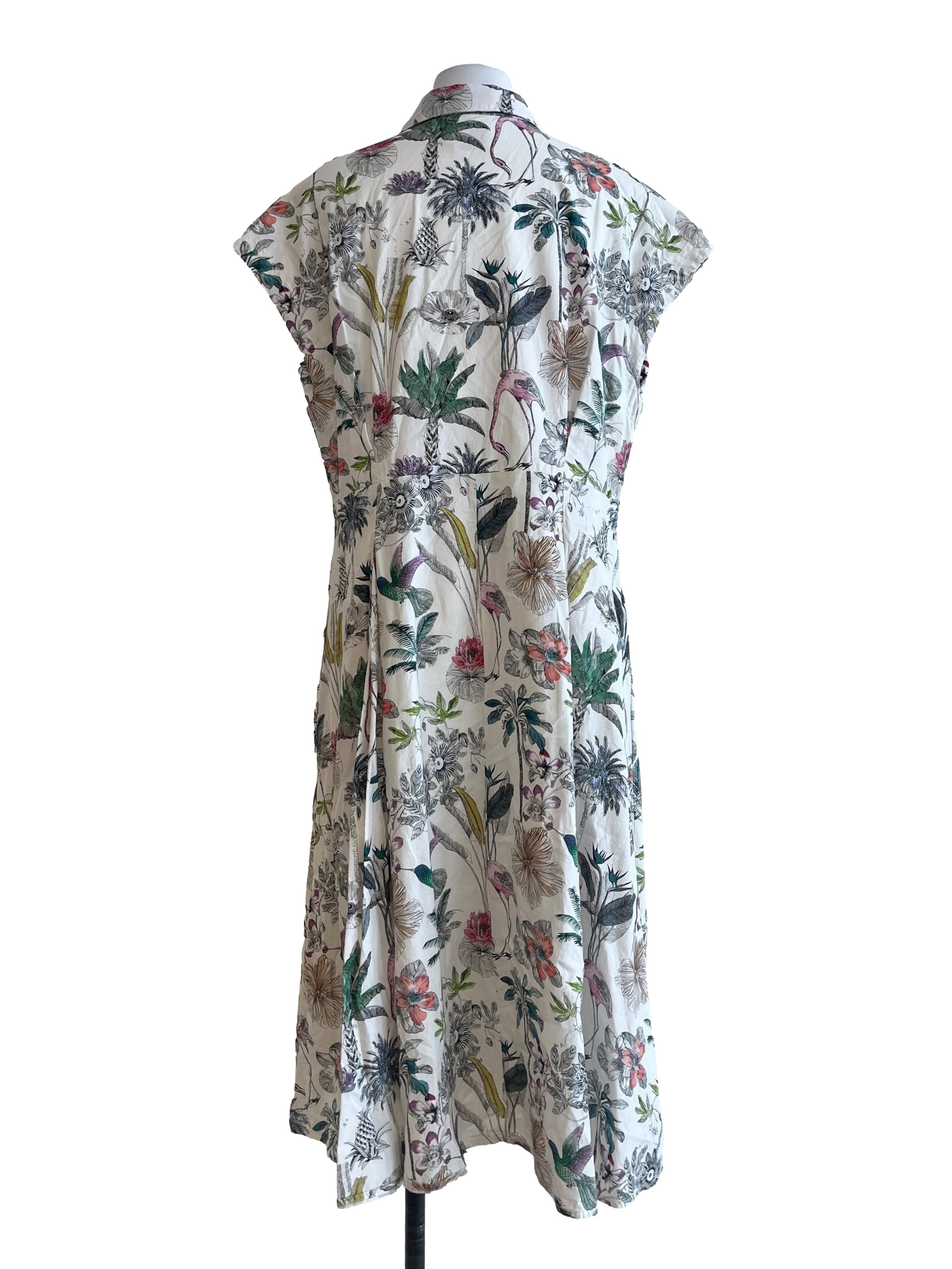 Chiffon White Floral Printed Shirt Dress