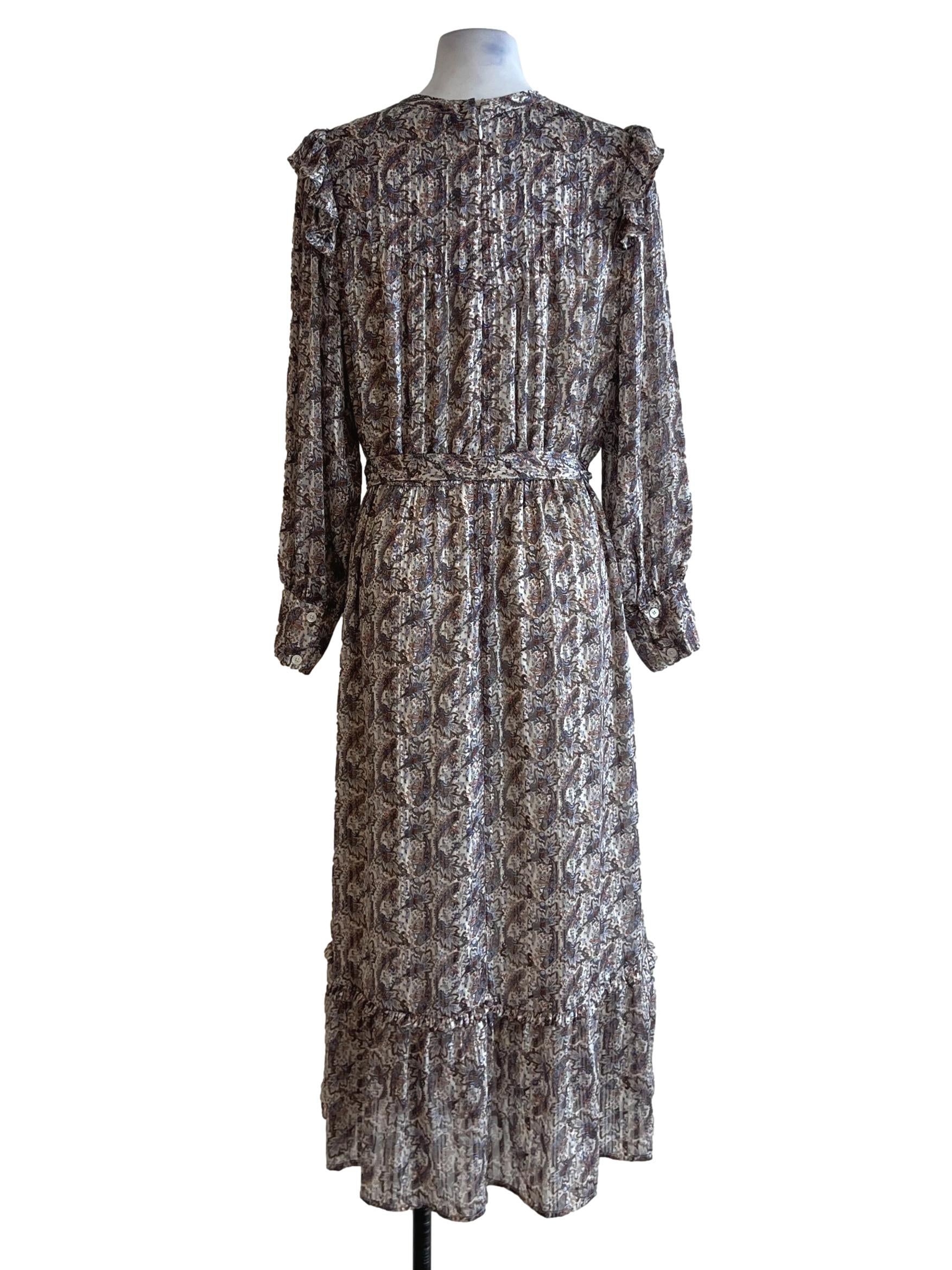 Brown Beige Pattern Empire Dress