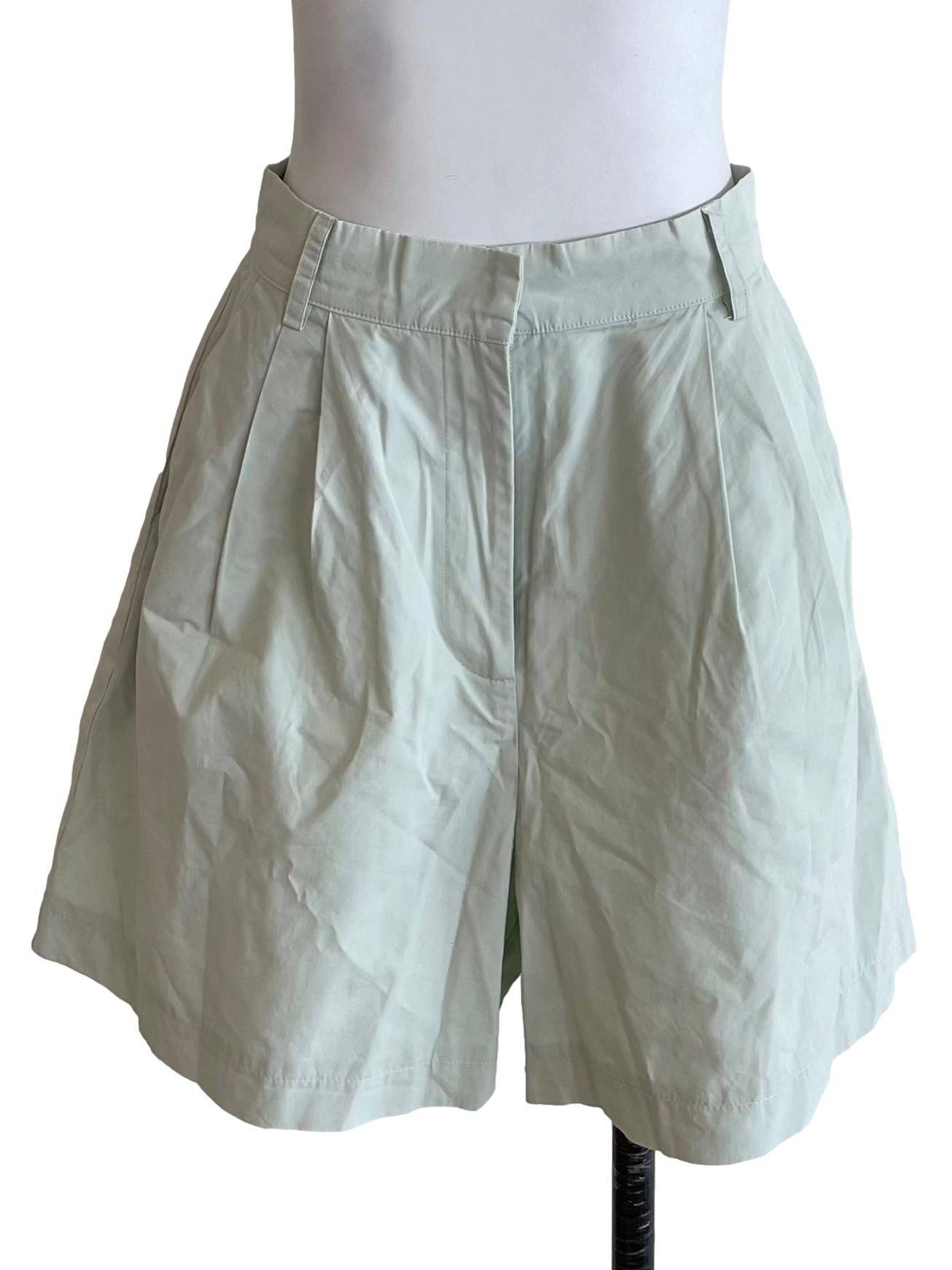 Milky Green Pleated Formal Shorts