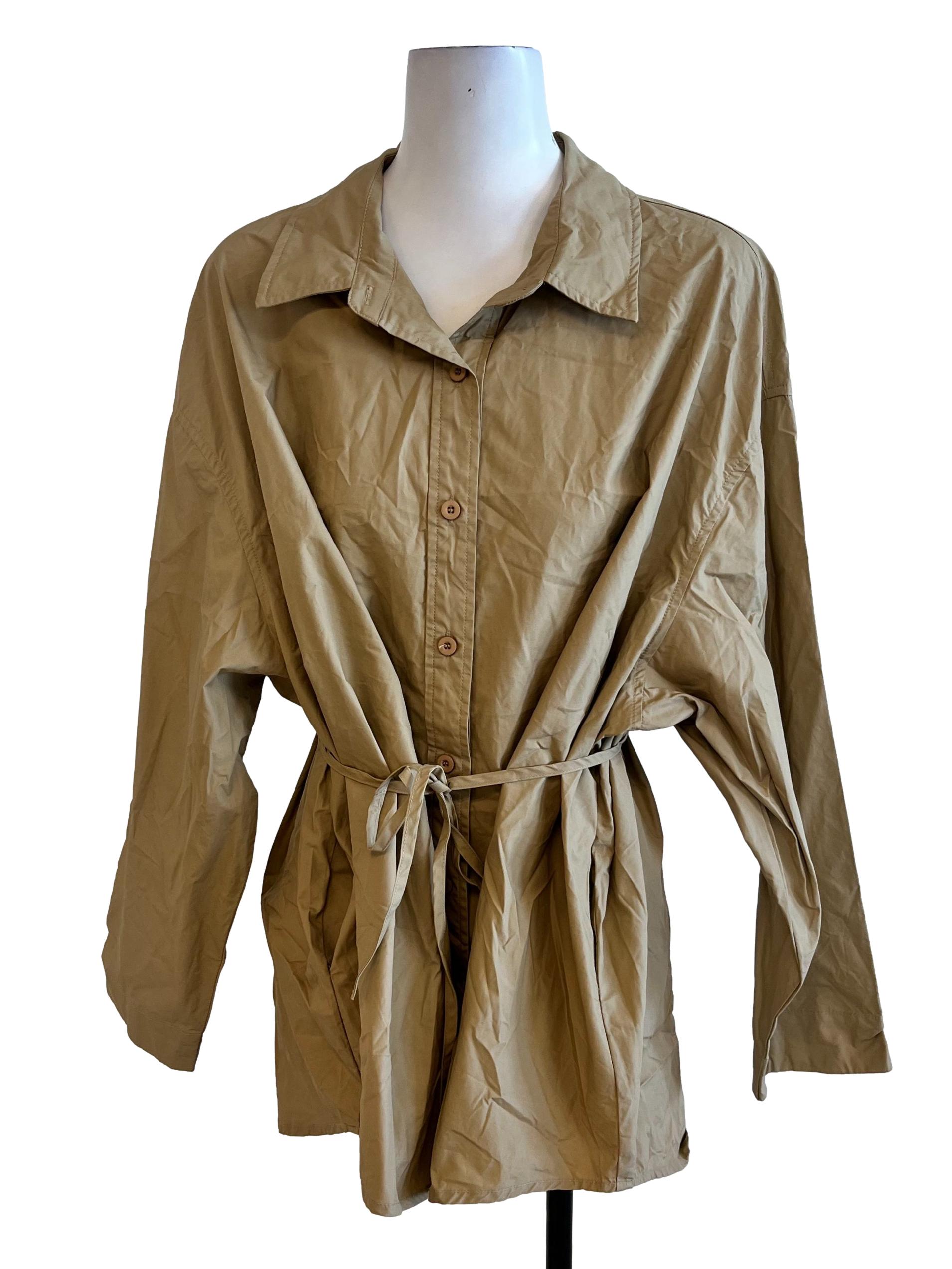 Brown Plain Collar Long Sleeves Blouse