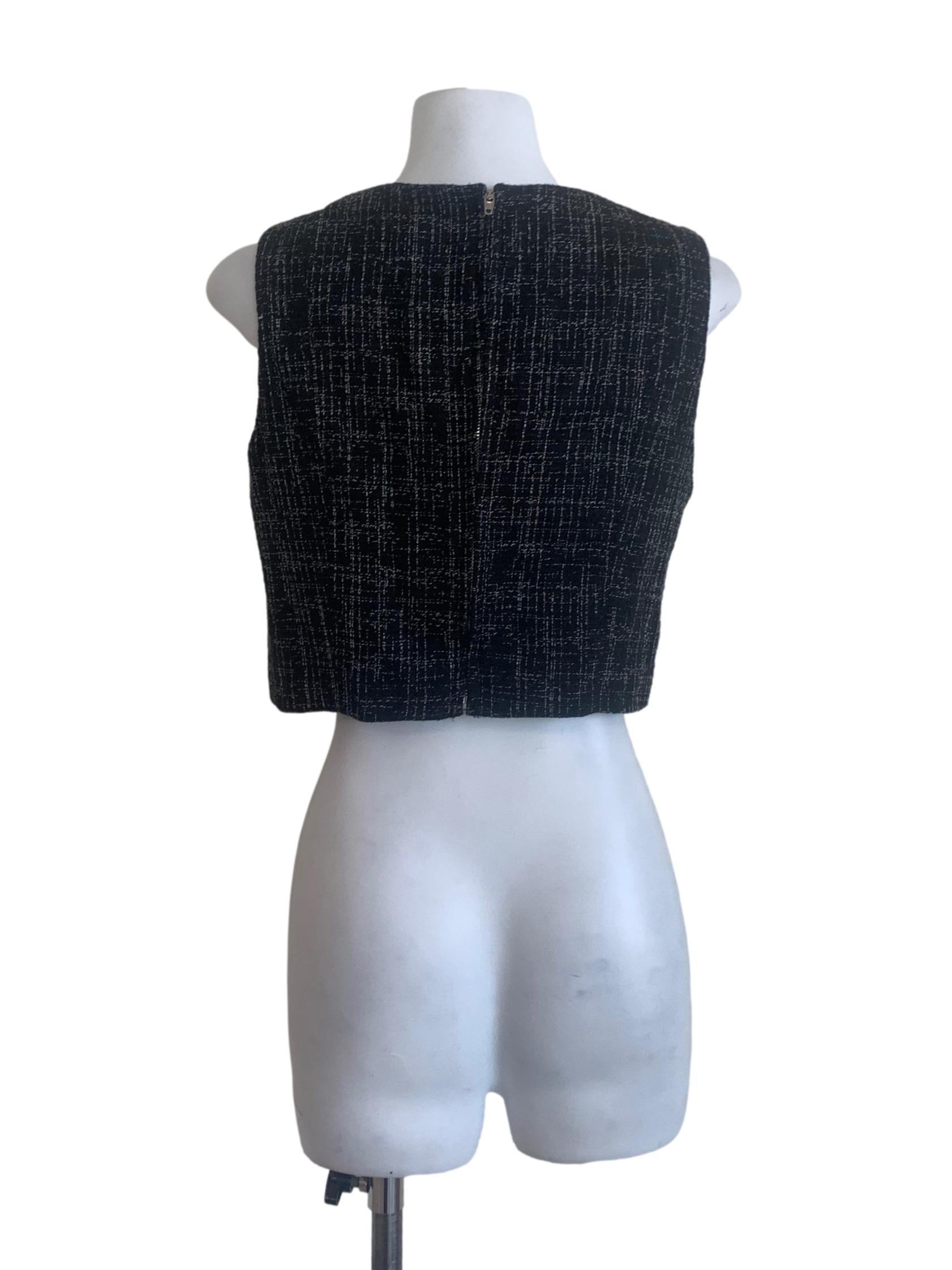 Charcoal Black Tweed Top