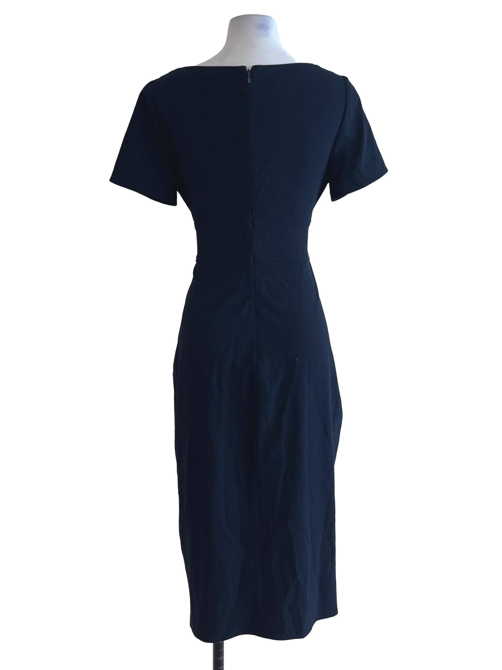 Navy Blue V-Neckline Empire Dress