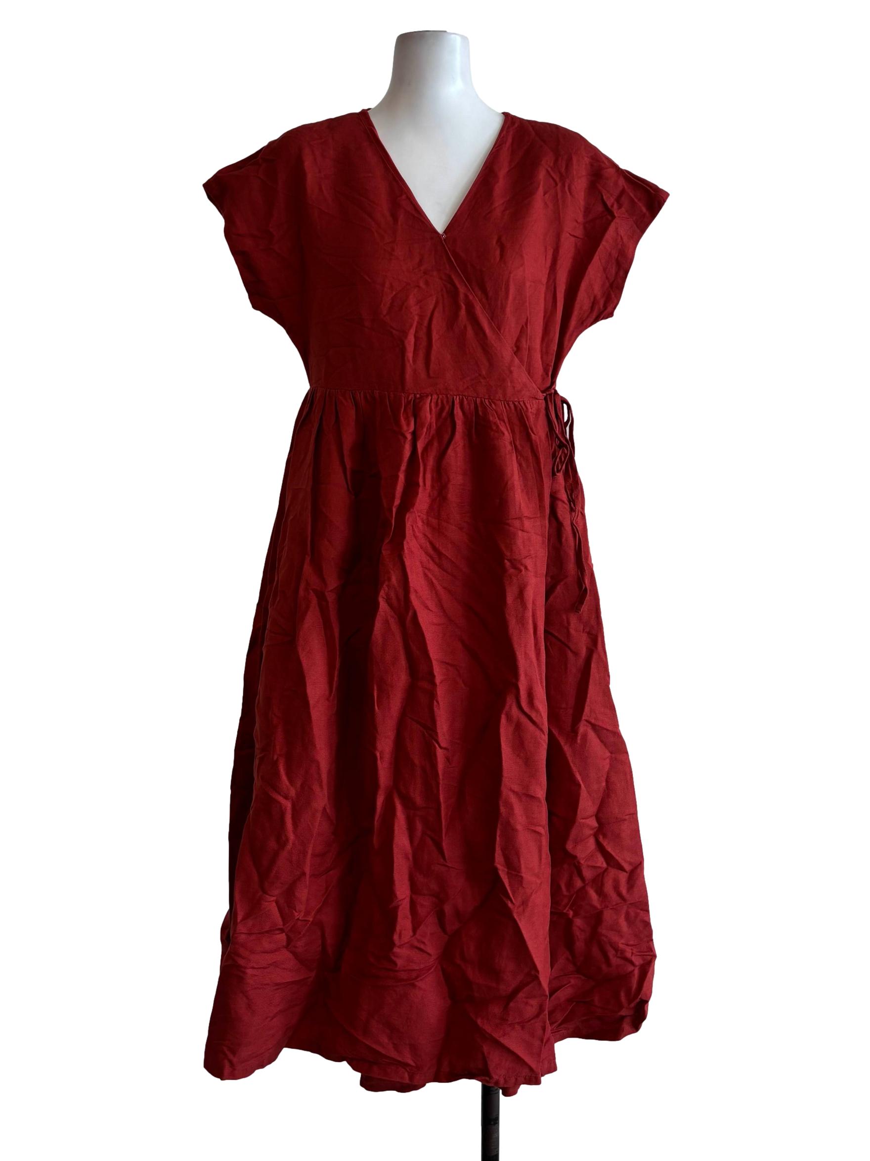 Scarlet Red Surplice Cotton Dress
