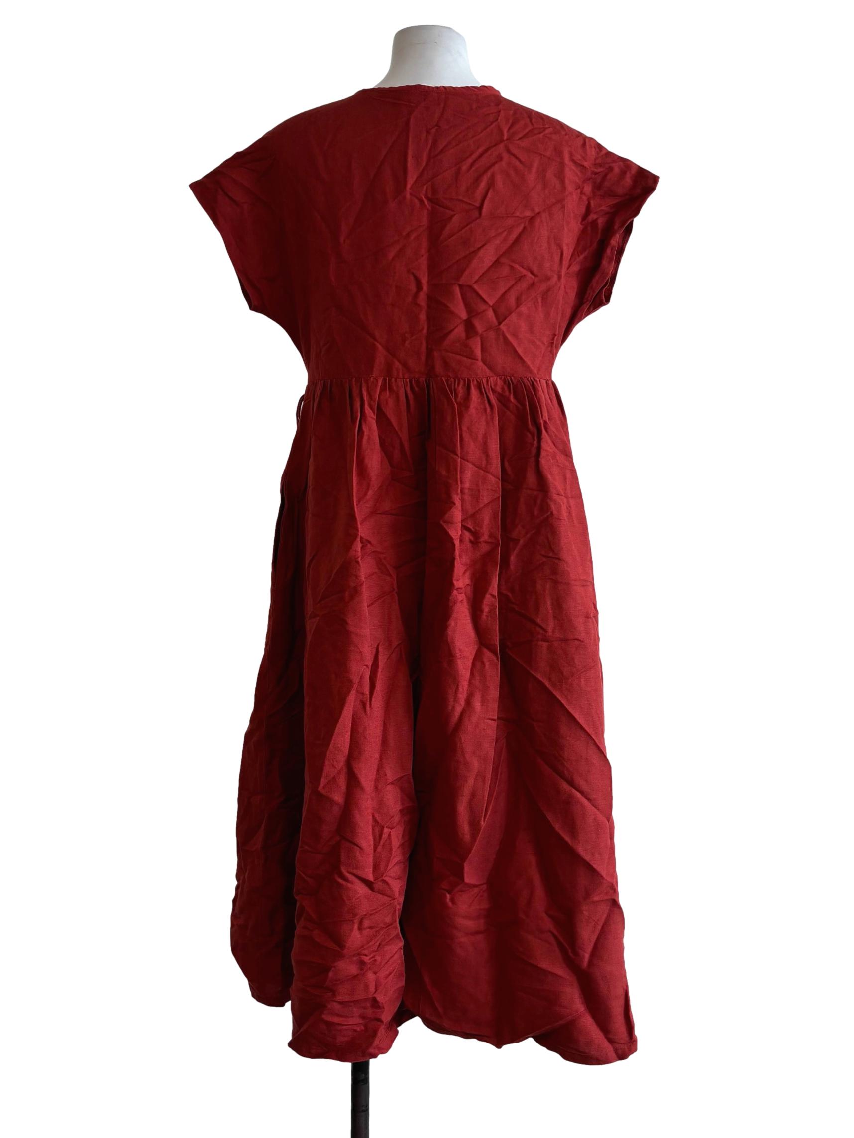 Scarlet Red Surplice Cotton Dress