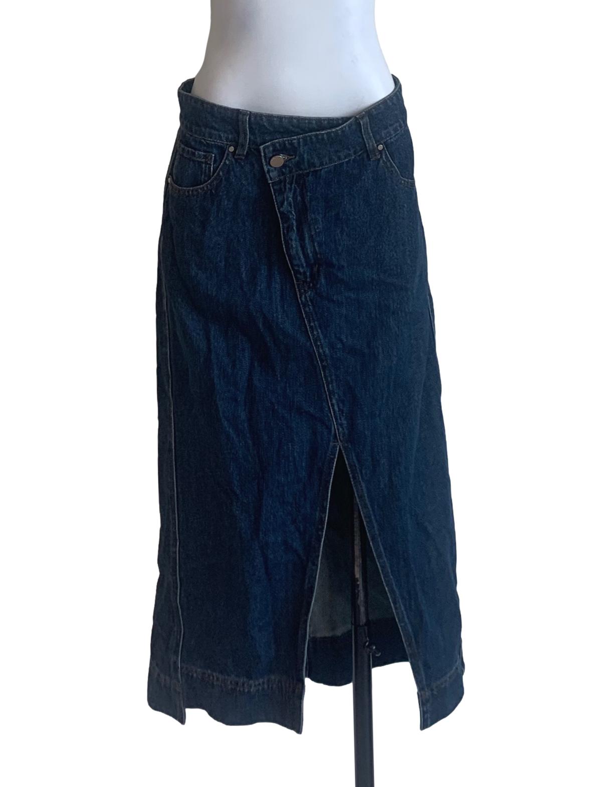 Denim Blue Front Slit Jeans Skirt