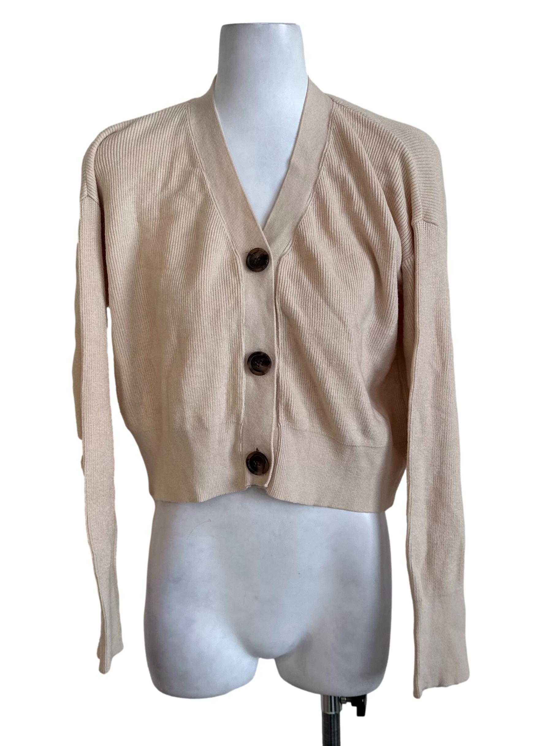 Khaki Beige Knit Cardigan