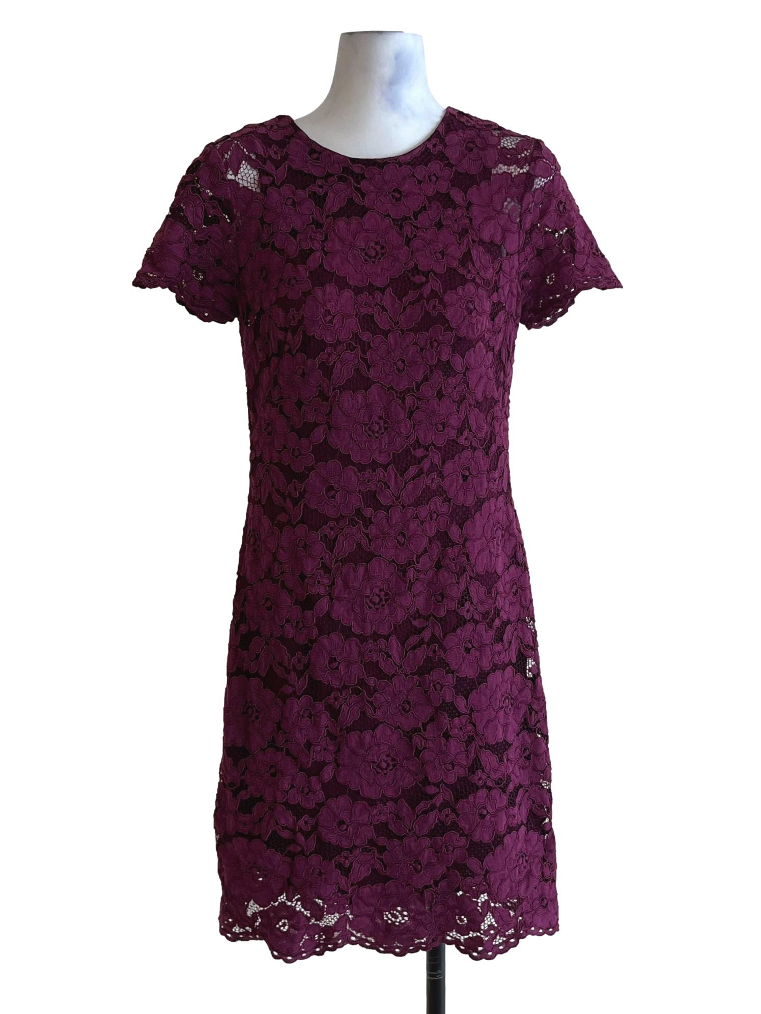 Plum Purple Lace Empire Dress