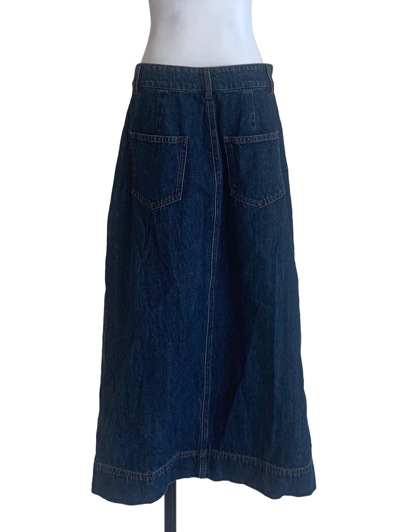 Denim Blue Front Slit Jeans Skirt