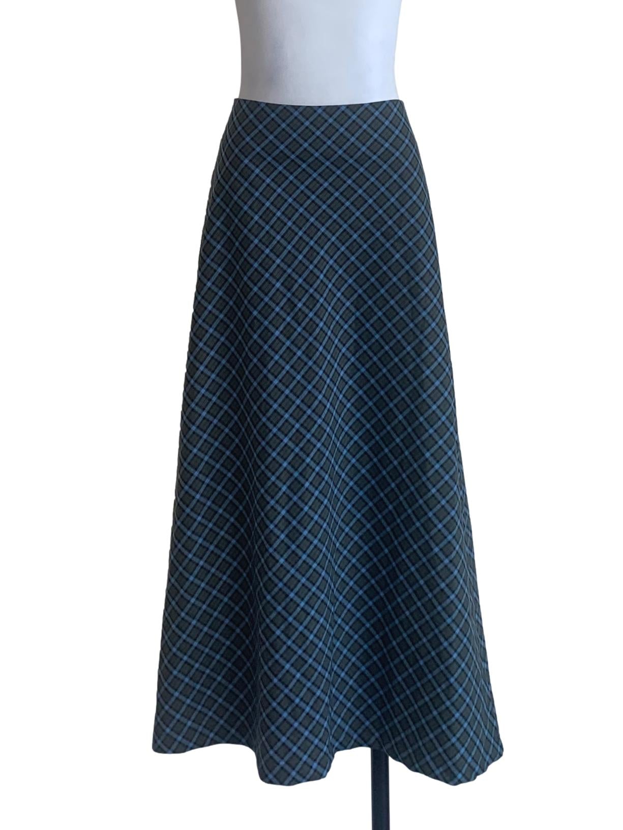 Blue Tartan Pattern A-Line Skirt