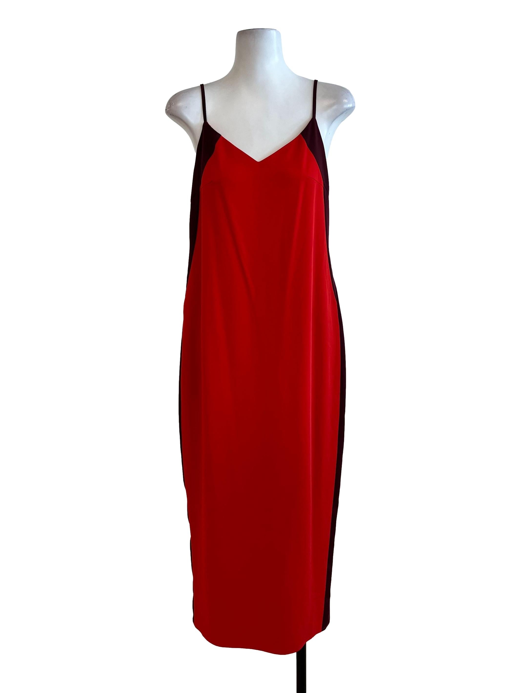 Red Plain Sleeveless Dress