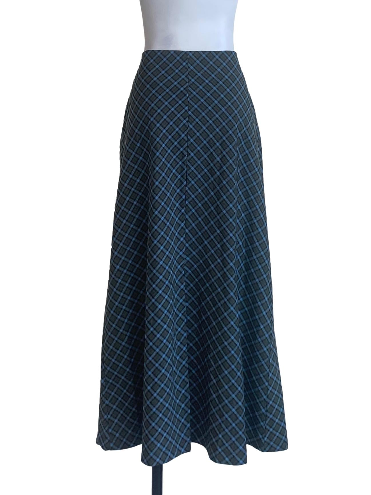 Blue Tartan Pattern A-Line Skirt