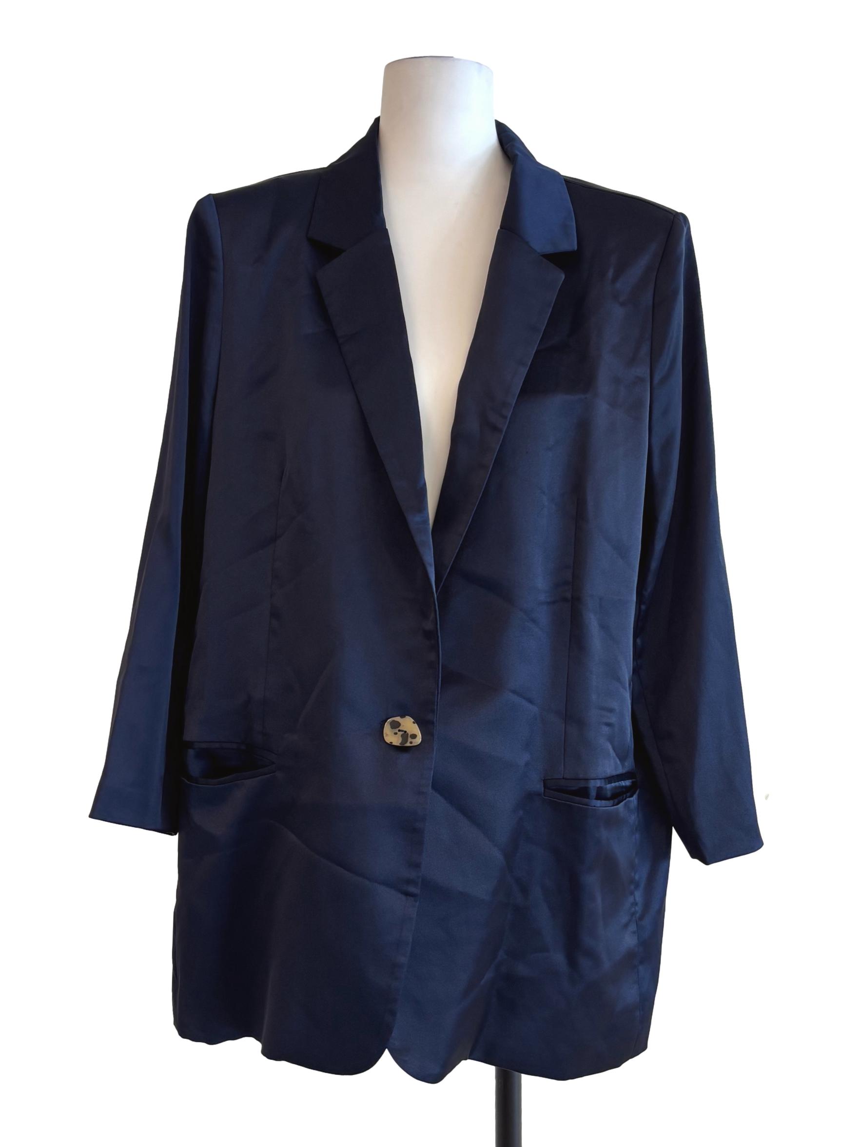 Navy Blue Satin Blazer LB