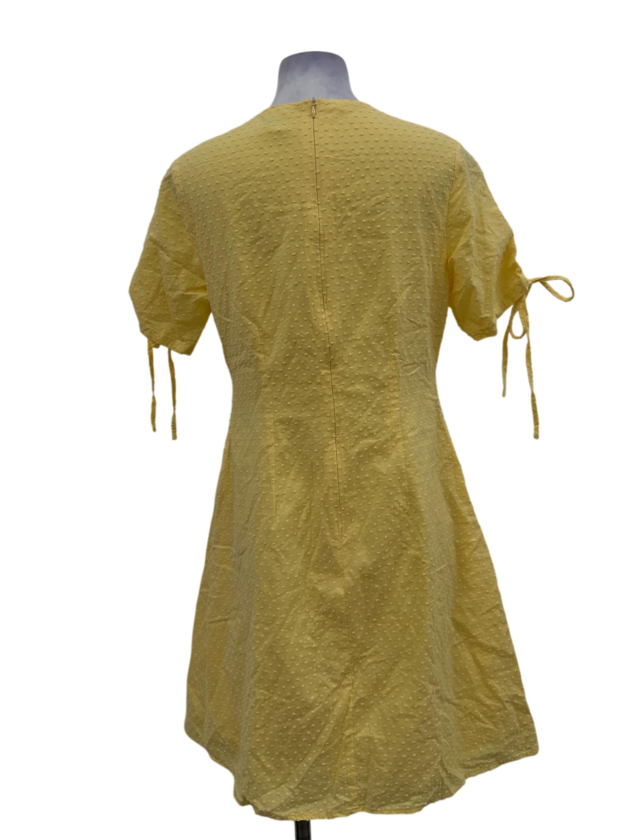 Butter Yellow Dot Embroidery Dress