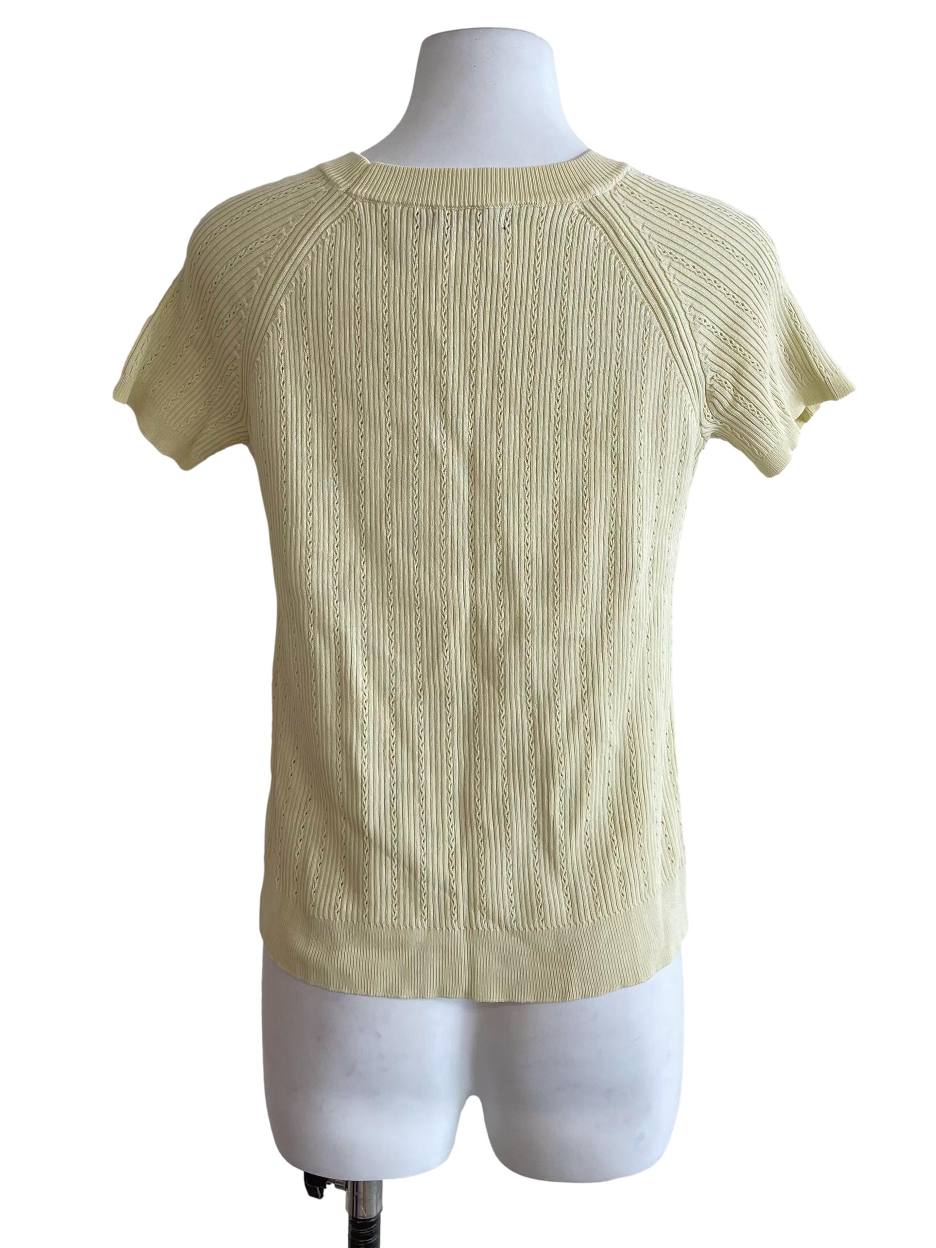 Banana Yellow Buttons Detail Knit Top