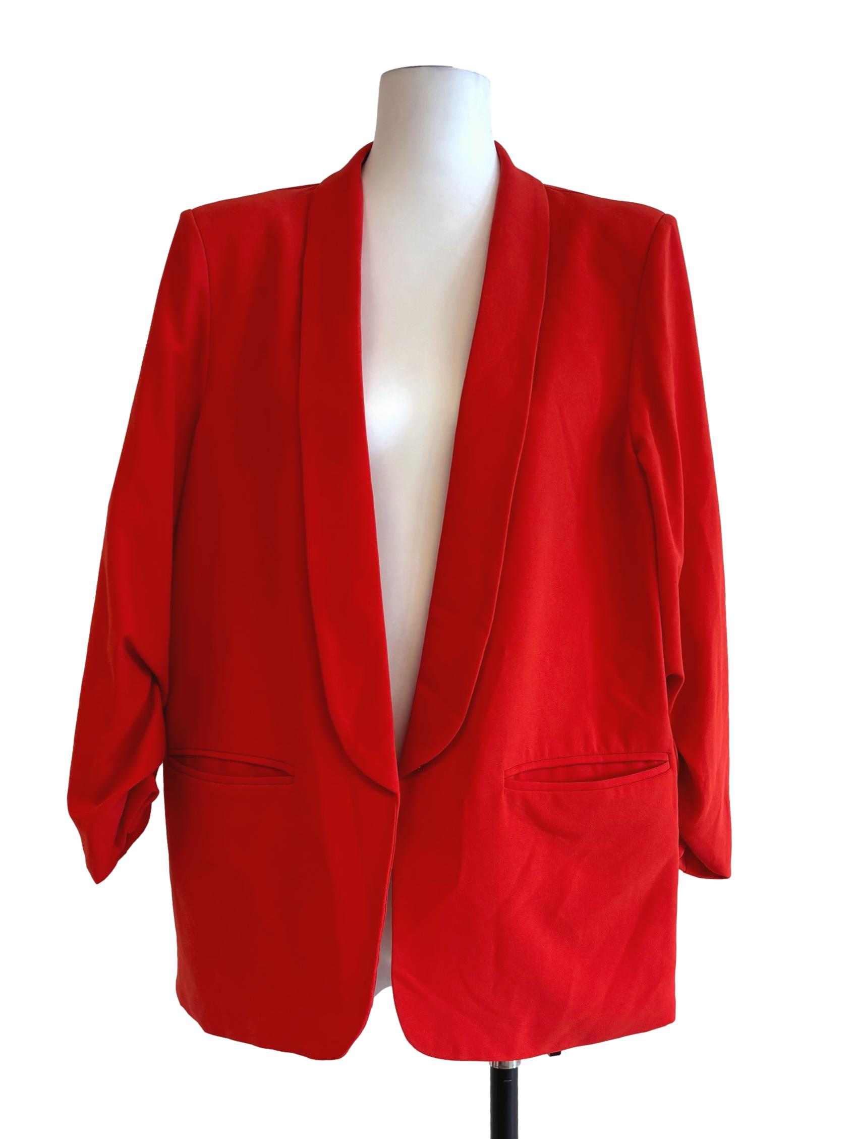 Fire Red Buttonless Blazer LB