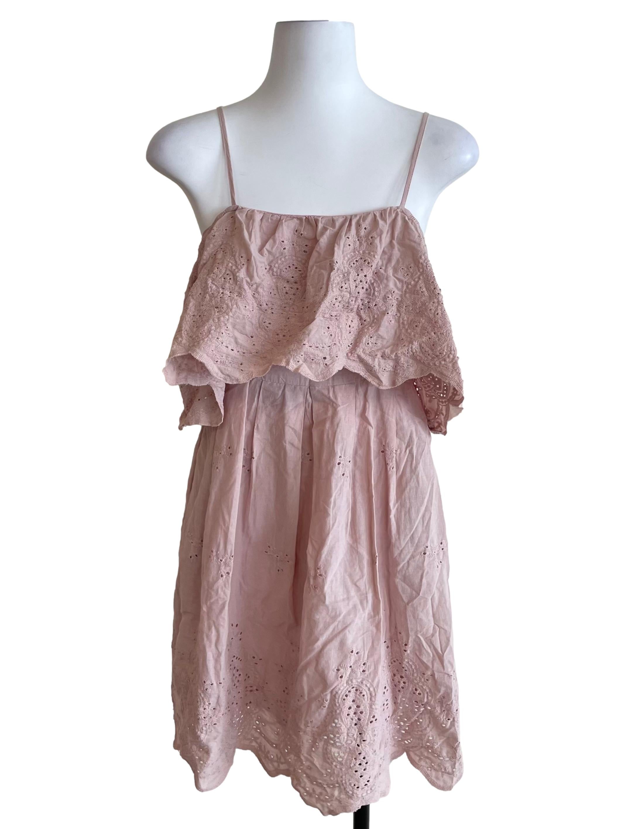 Crepe Pink Lacey Off Shoulder Bouffont Dress