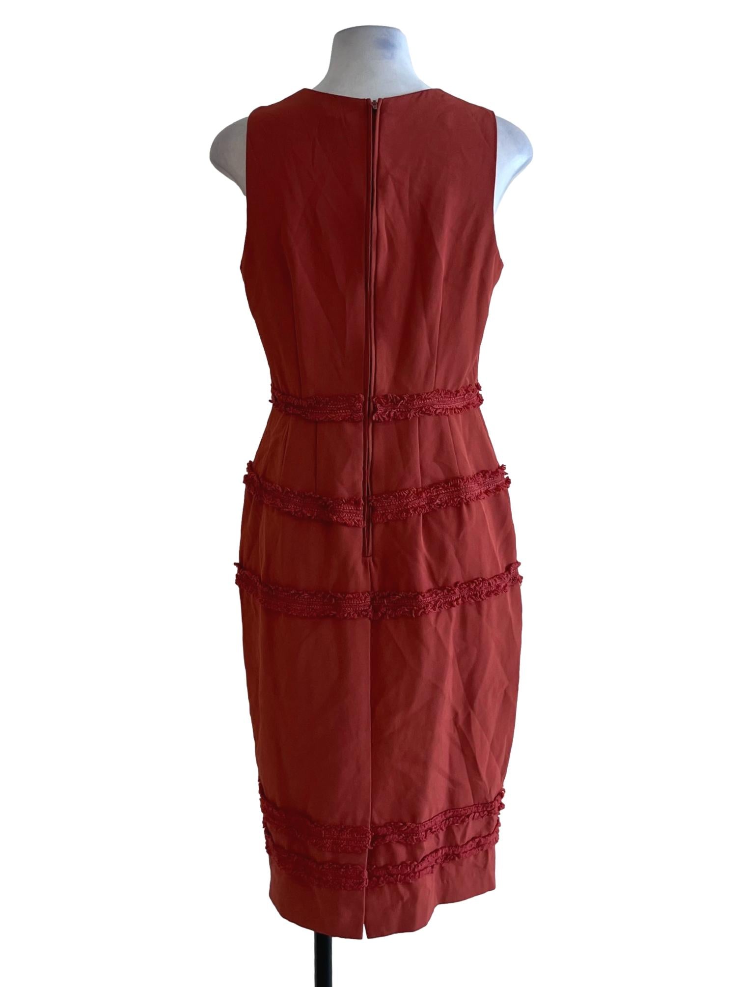 Amber Orange Jewel Neckline A-Line Dress
