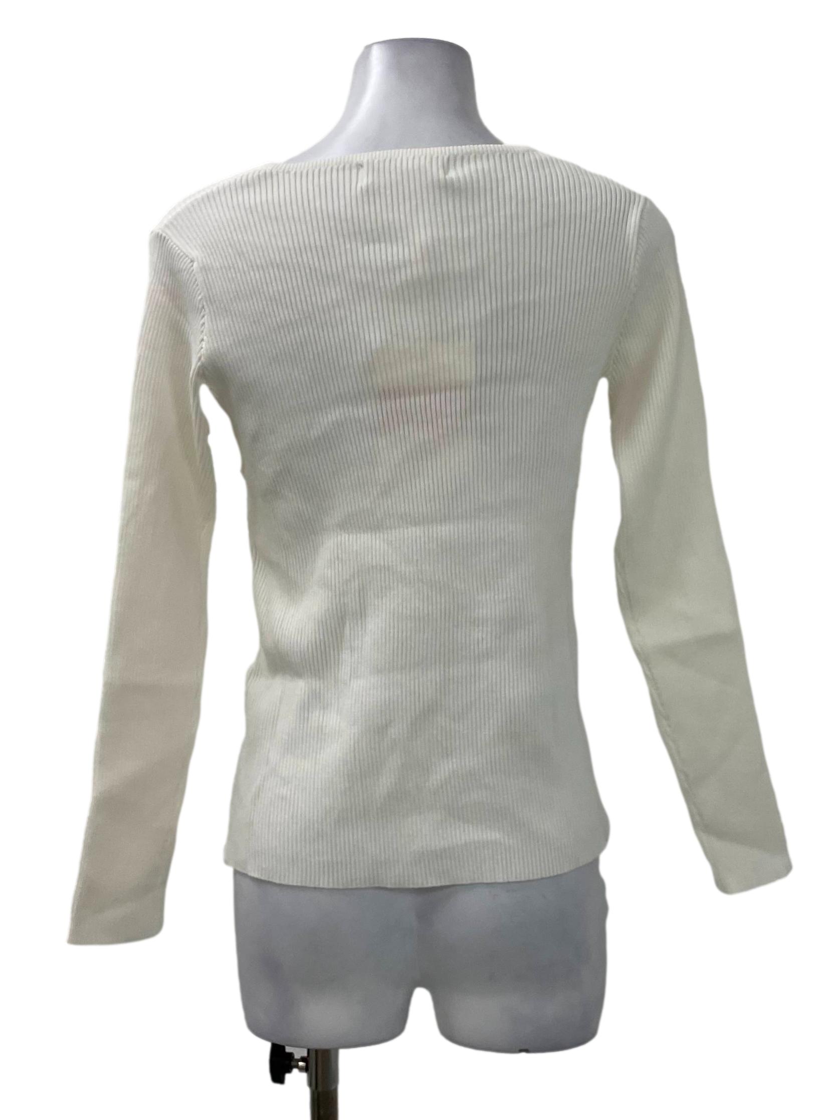 White Overlap Ribbed Top