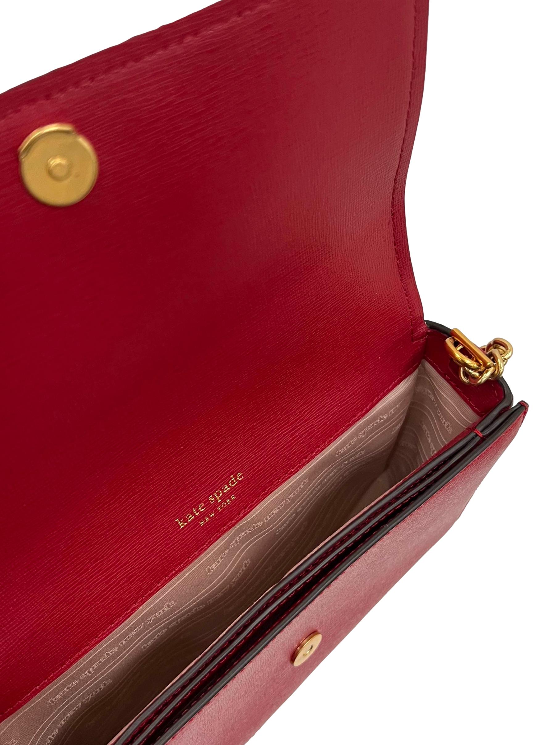 Red Morgan Bow Embellished Flap Chain Wallet