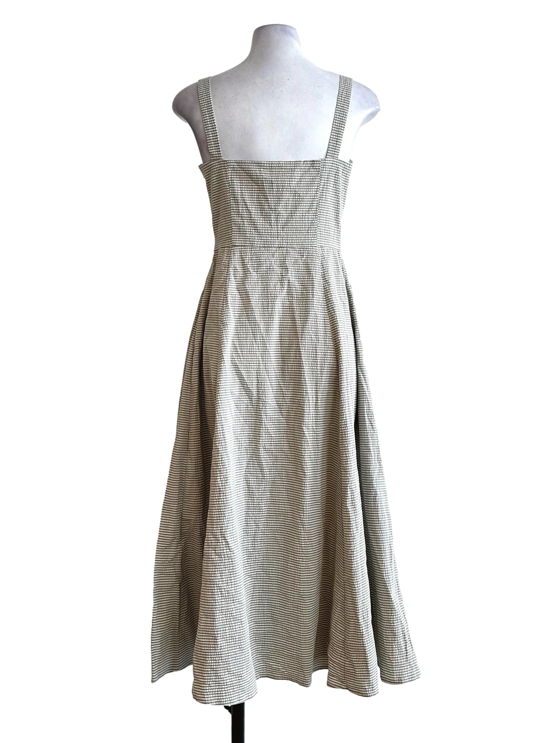 Green Textured Stripes Dress OSN