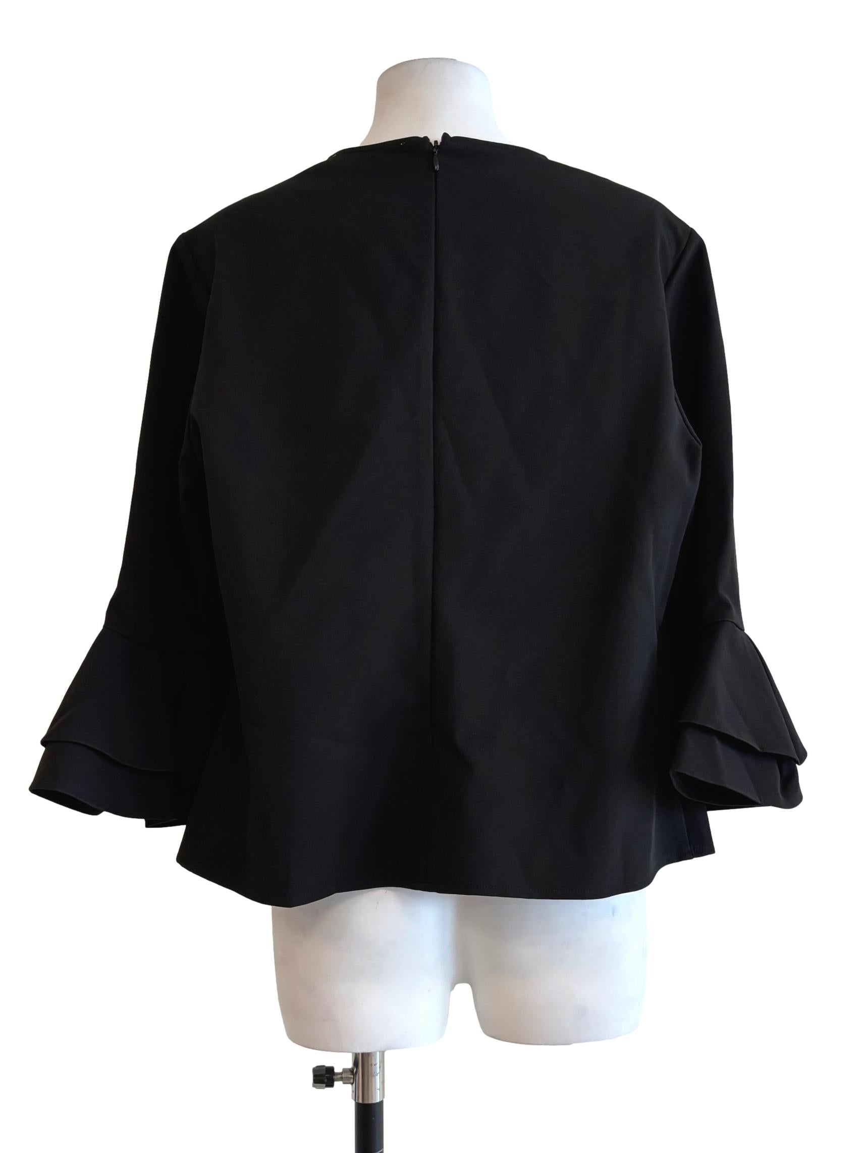Rich Black Bell Sleeve Blouse LB