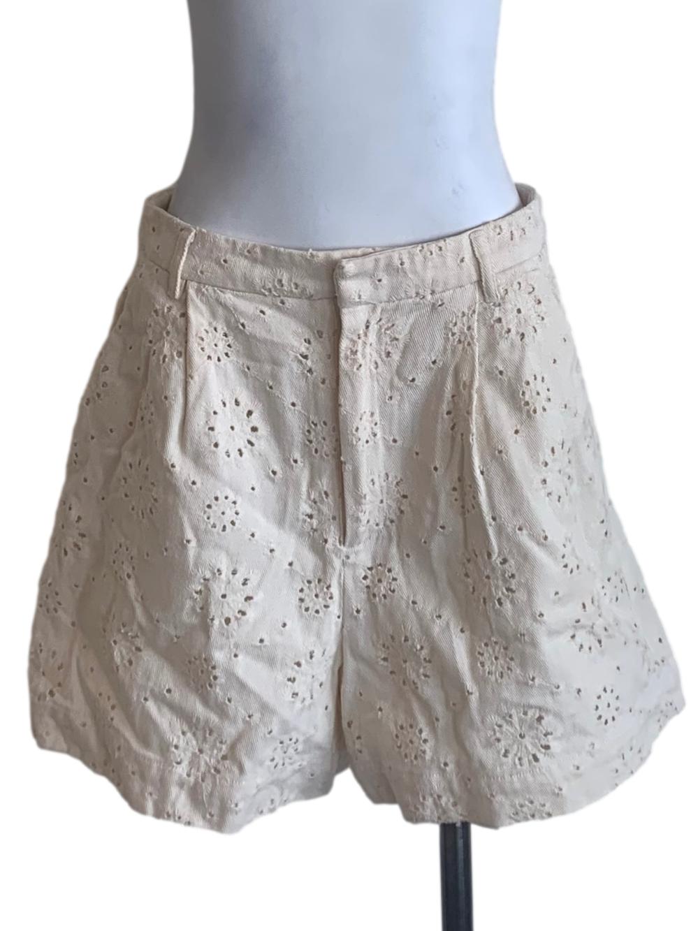 Ivory White Eyelet Shorts