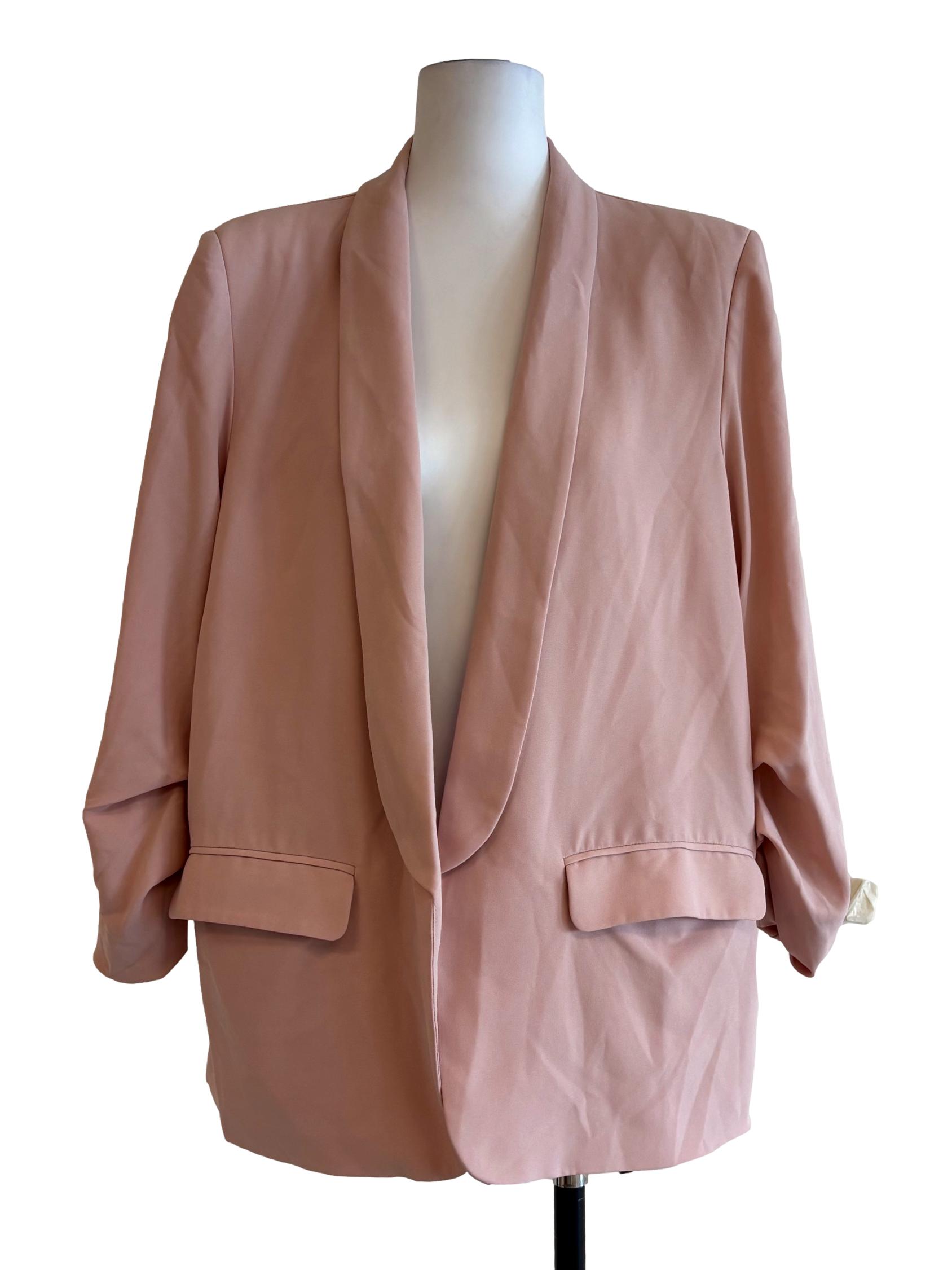 Baby Pink Ruched Sleeve Blazer LB
