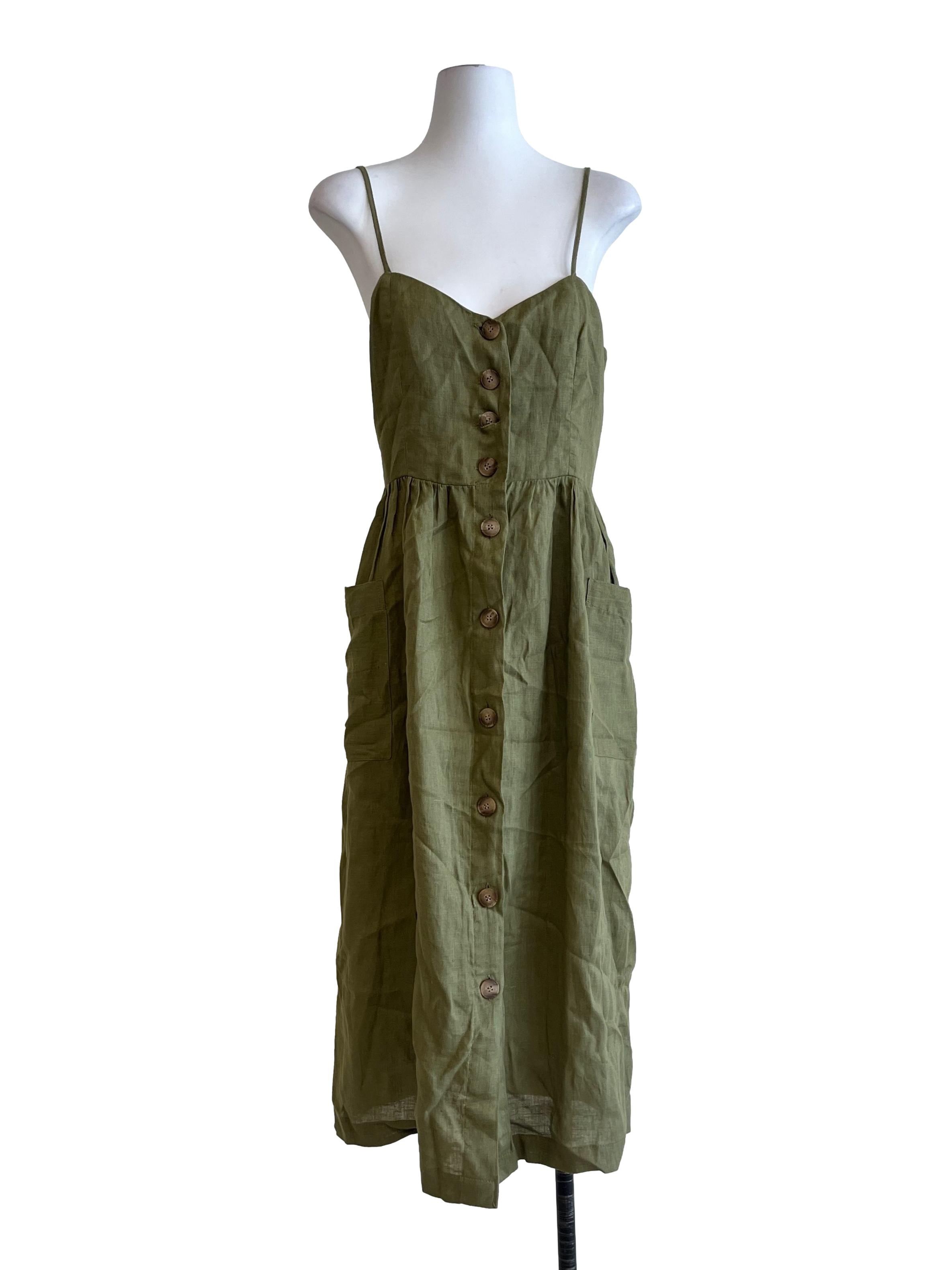 Crocodile Green Spaghetti Strap Dress