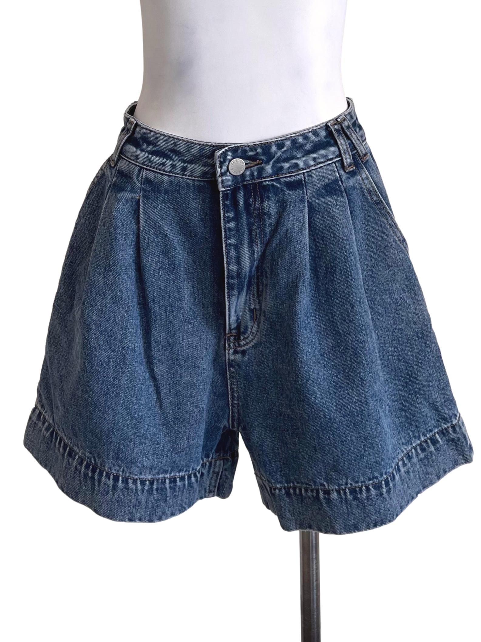 Denim Blue Structured Jeans Shorts TTR