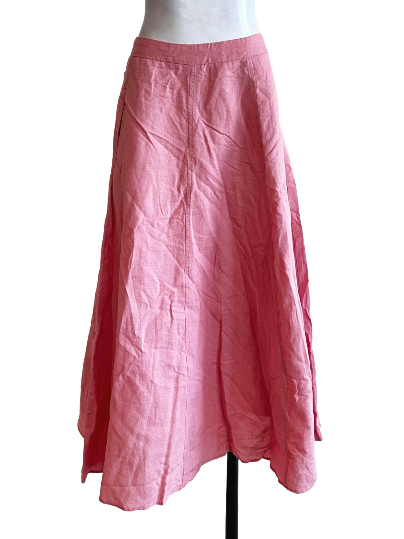 Watermelon Pink Linen Skirts