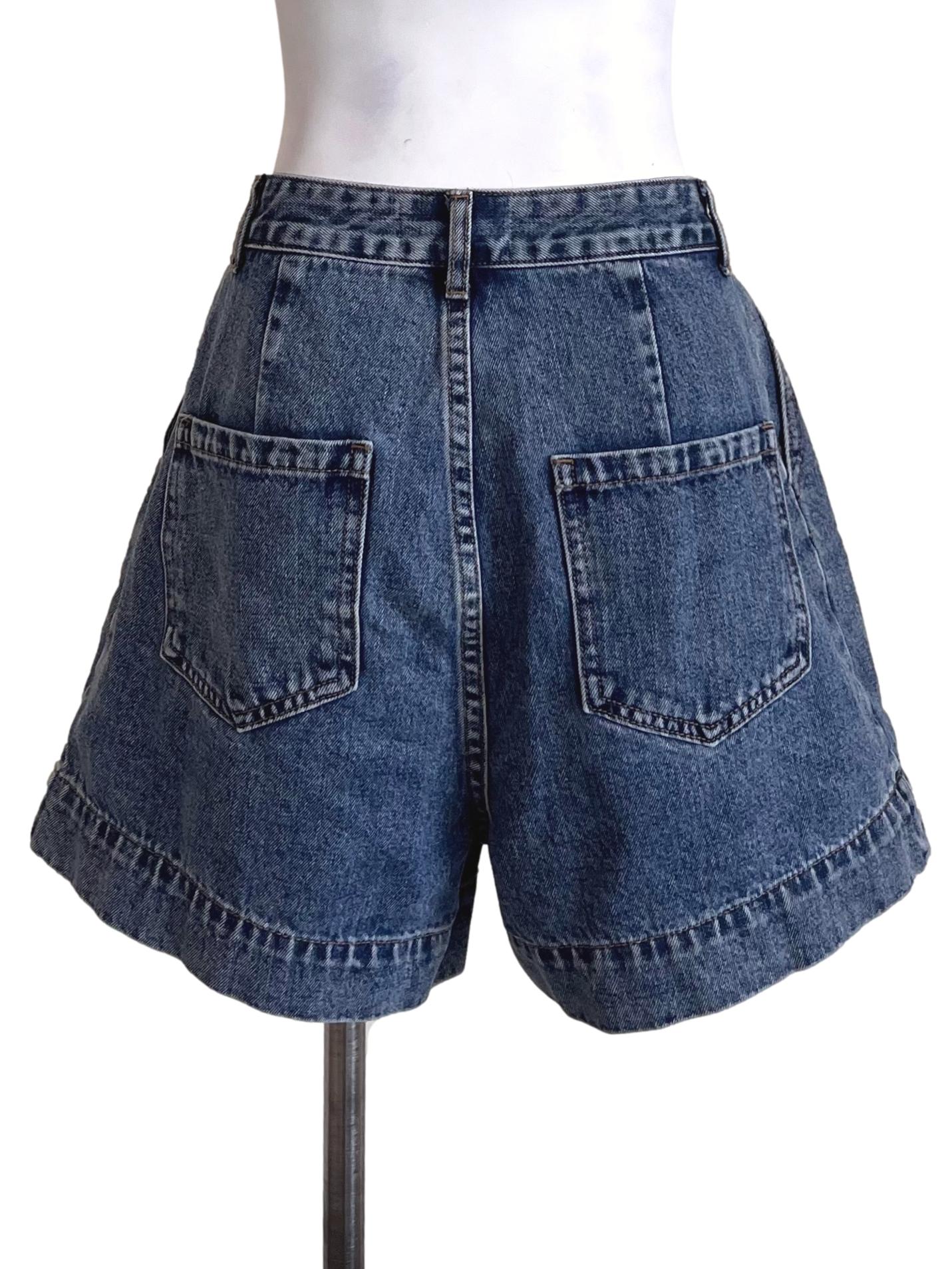 Denim Blue Structured Jeans Shorts TTR