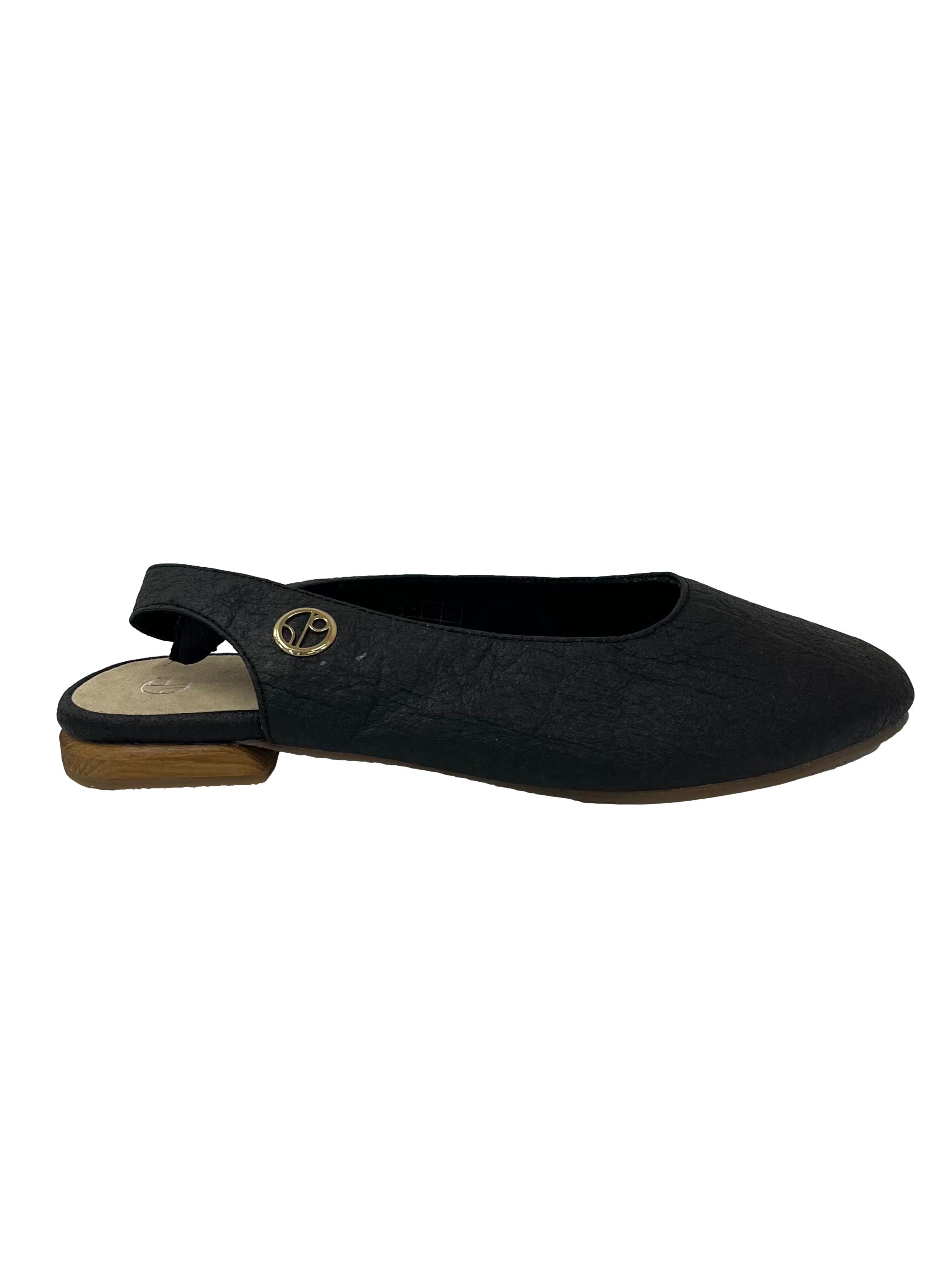 Charcoal Black Cannes Slingback Flat