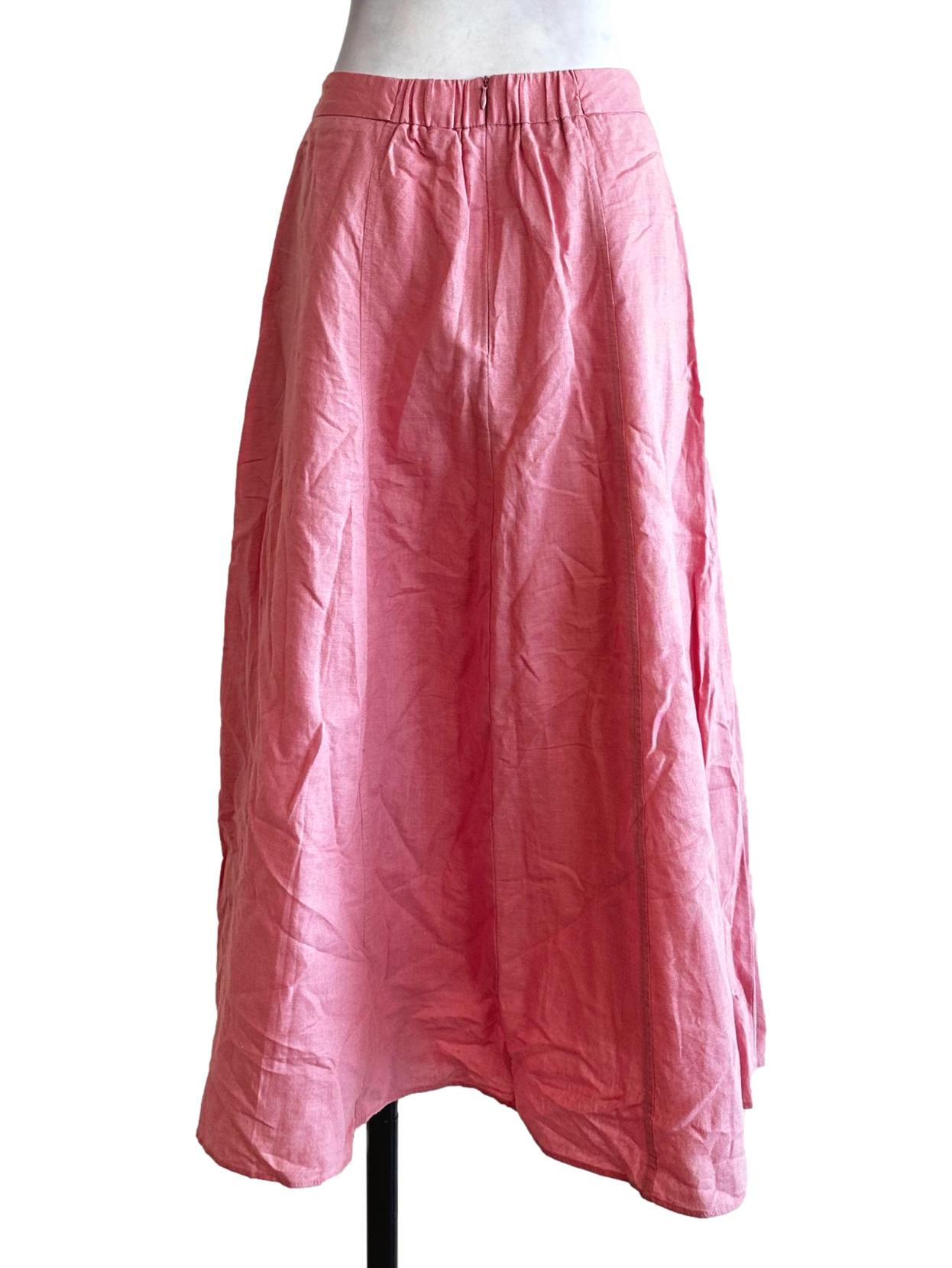 Watermelon Pink Linen Skirts
