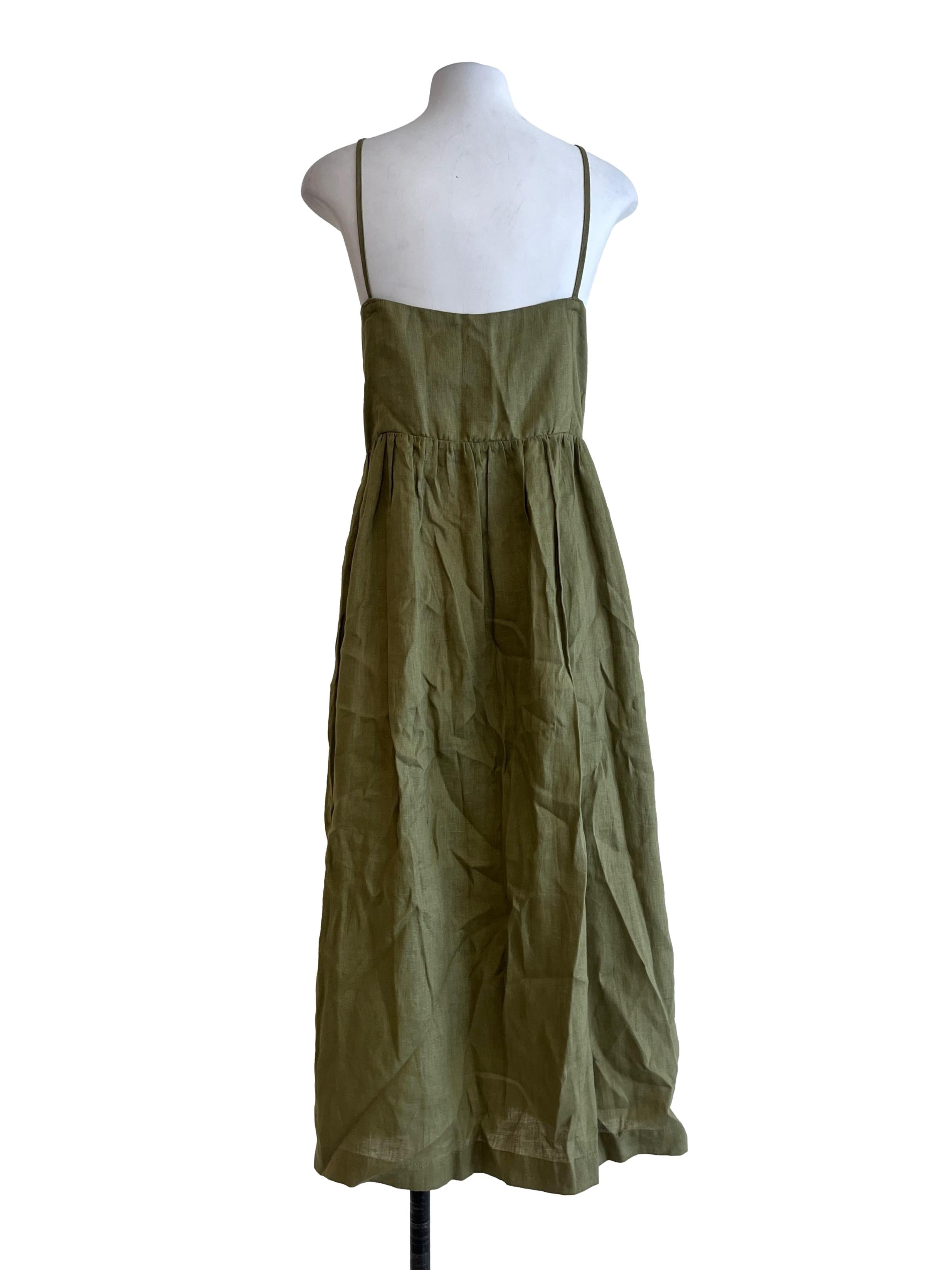 Crocodile Green Spaghetti Strap Dress