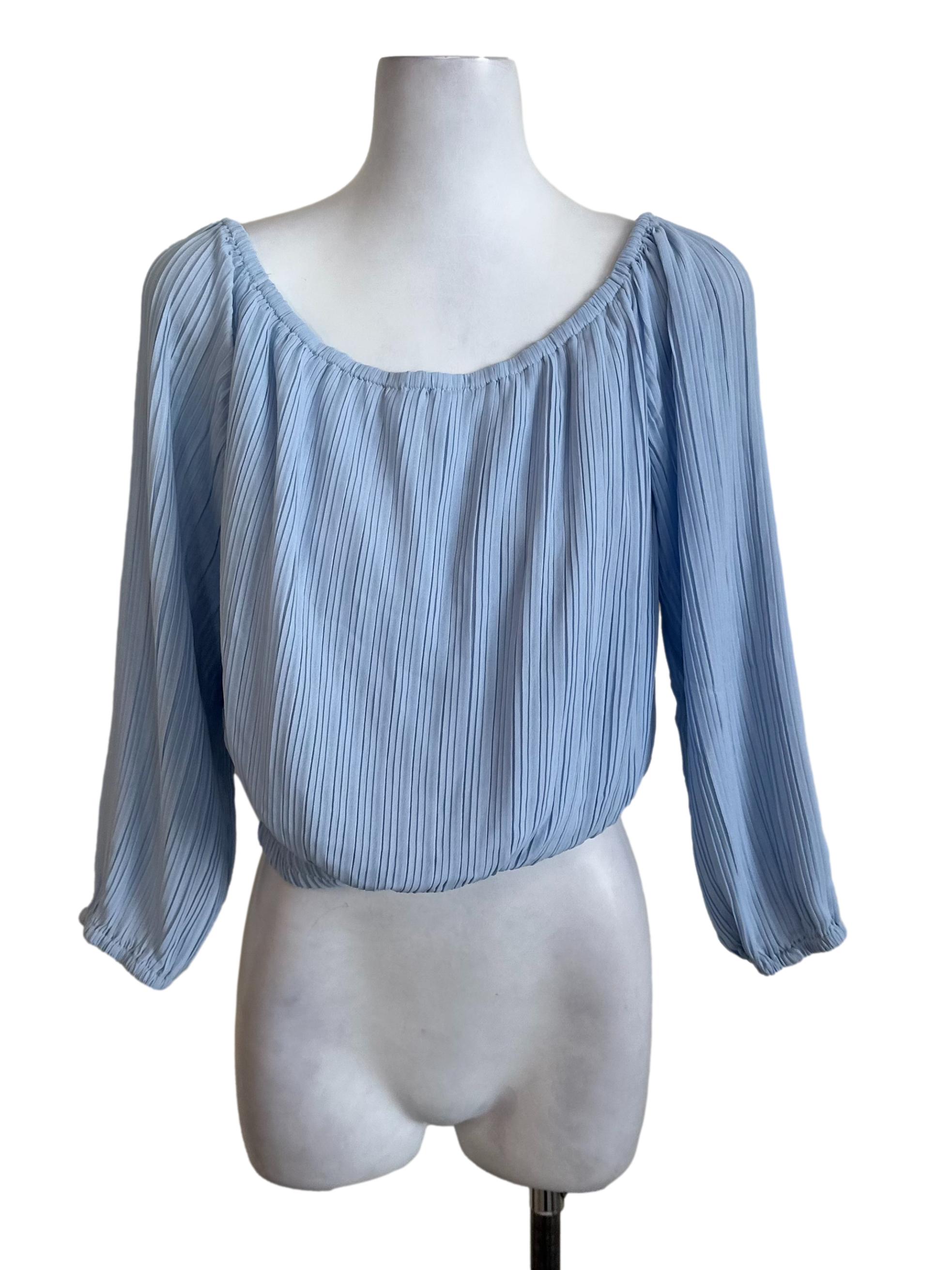 Light Blue Pleated Top