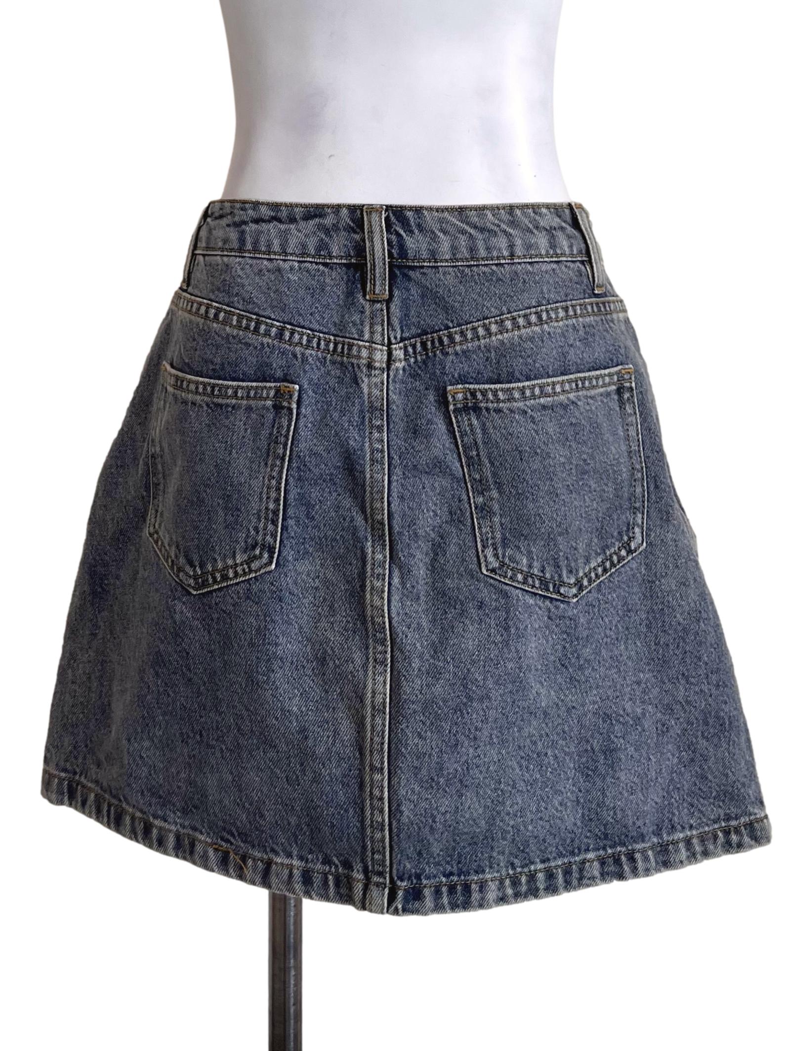 Stone Blue Denim Mini Skirts