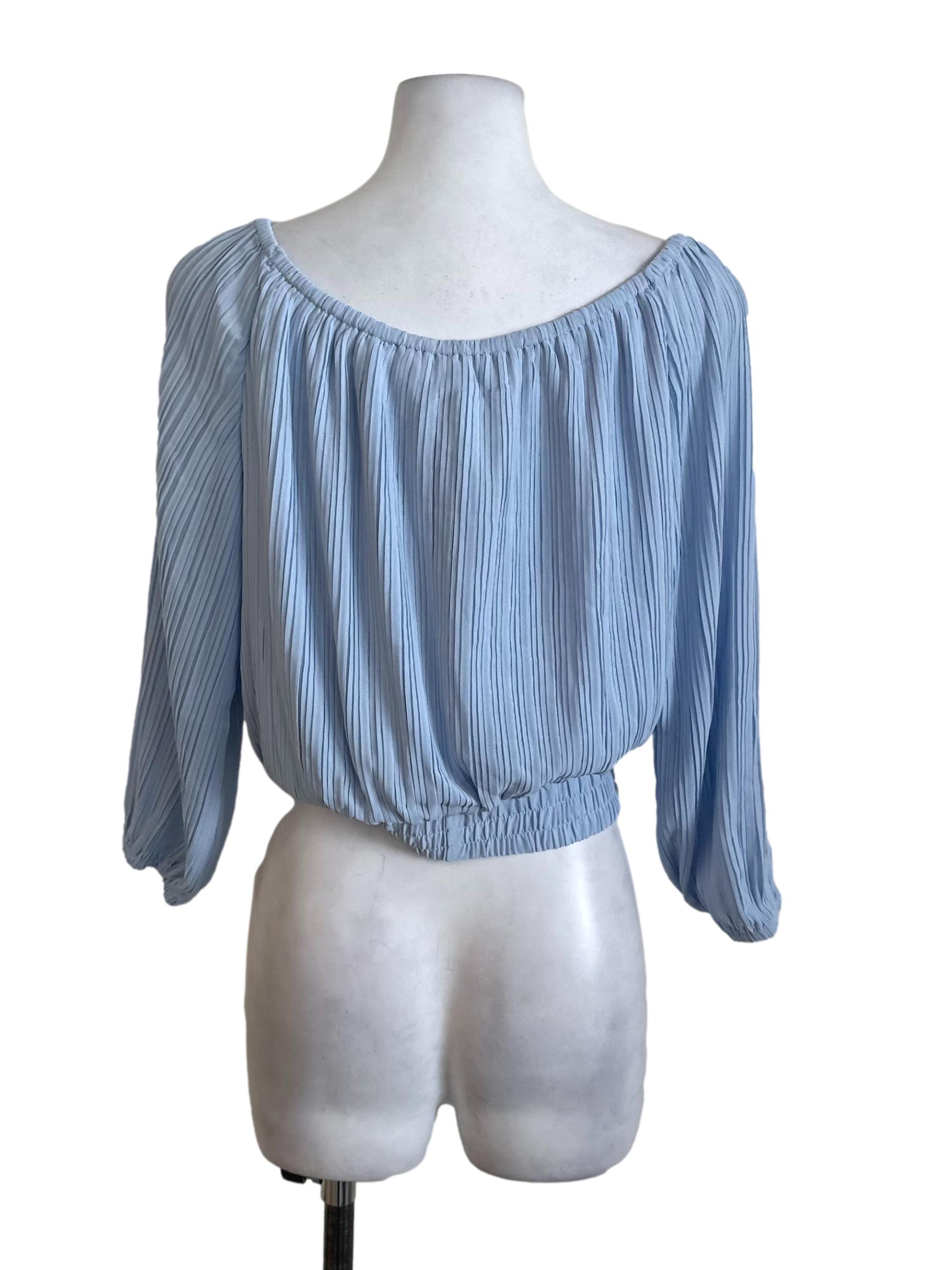 Light Blue Pleated Top