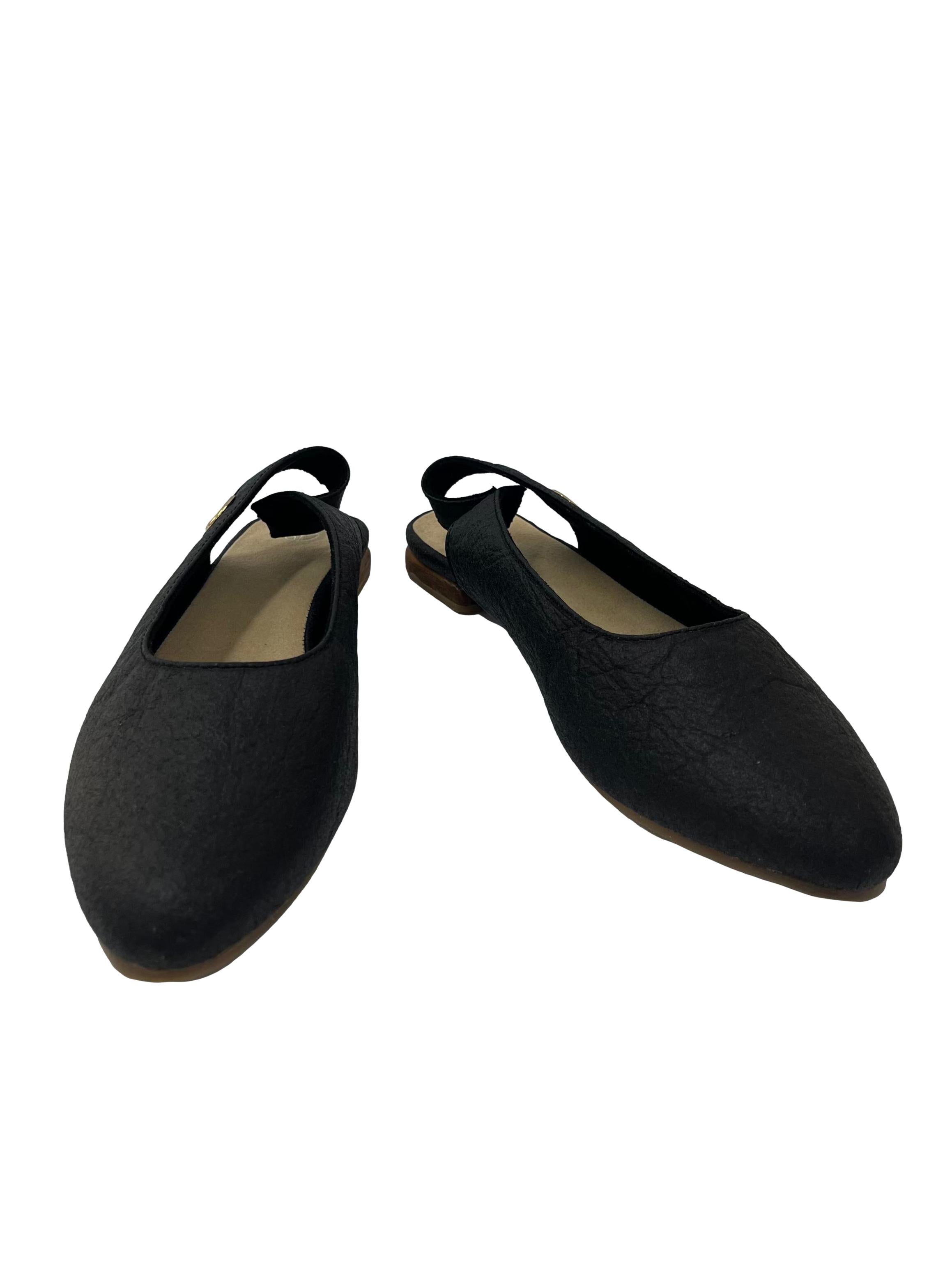 Charcoal Black Cannes Slingback Flat