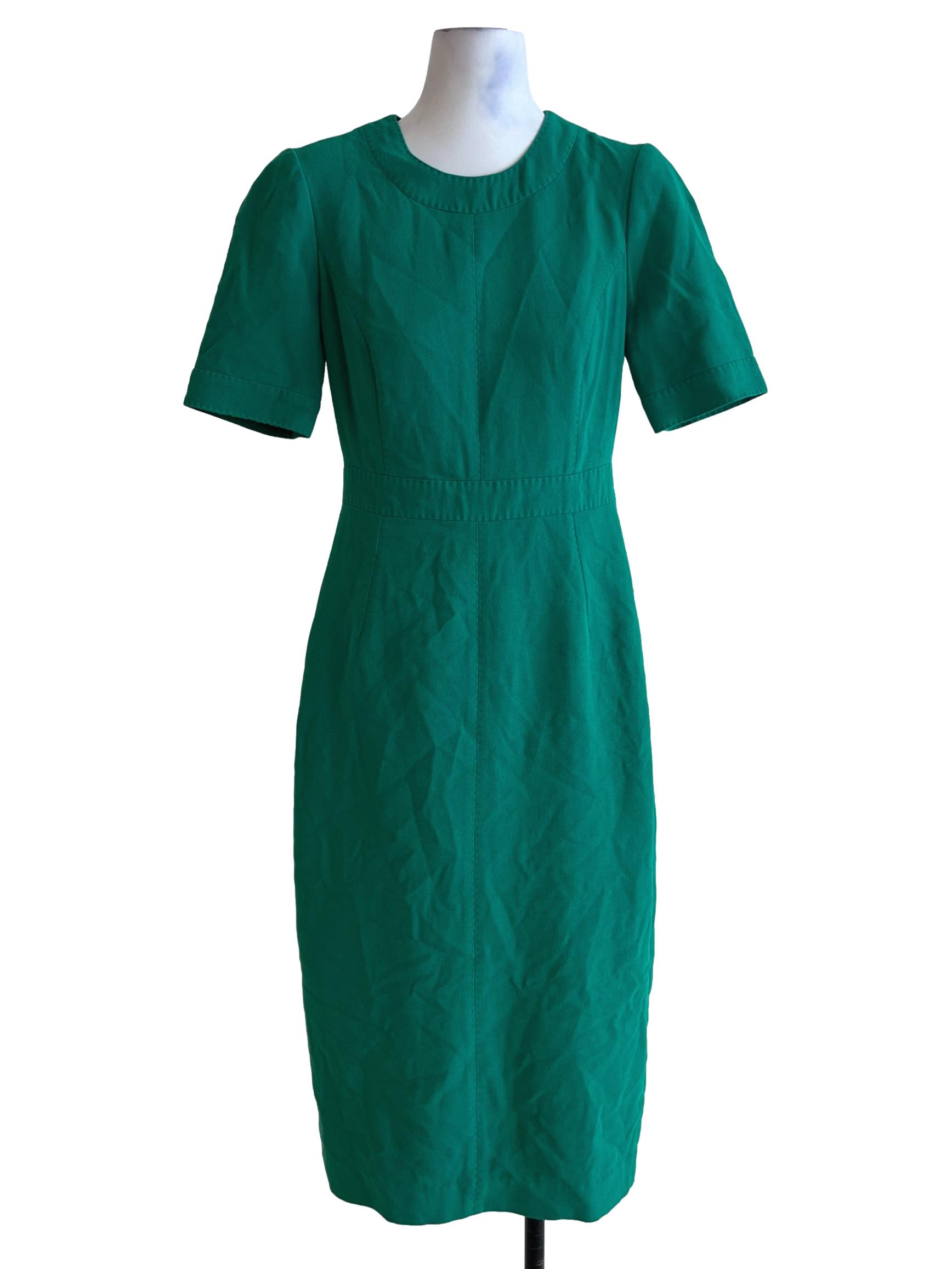 Fern Green Jewel Neckline Sheath Dress