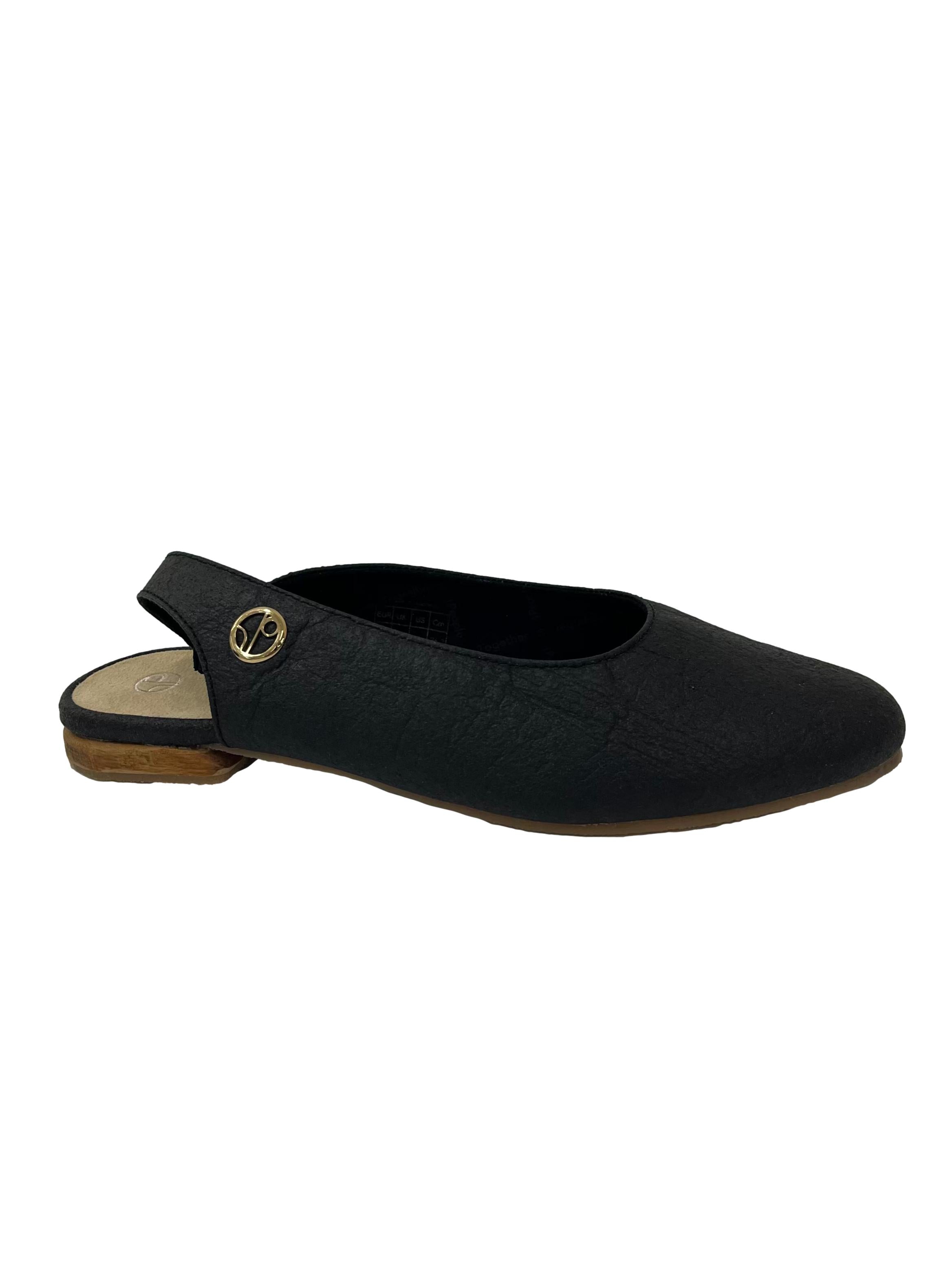 Charcoal Black Cannes Slingback Flat