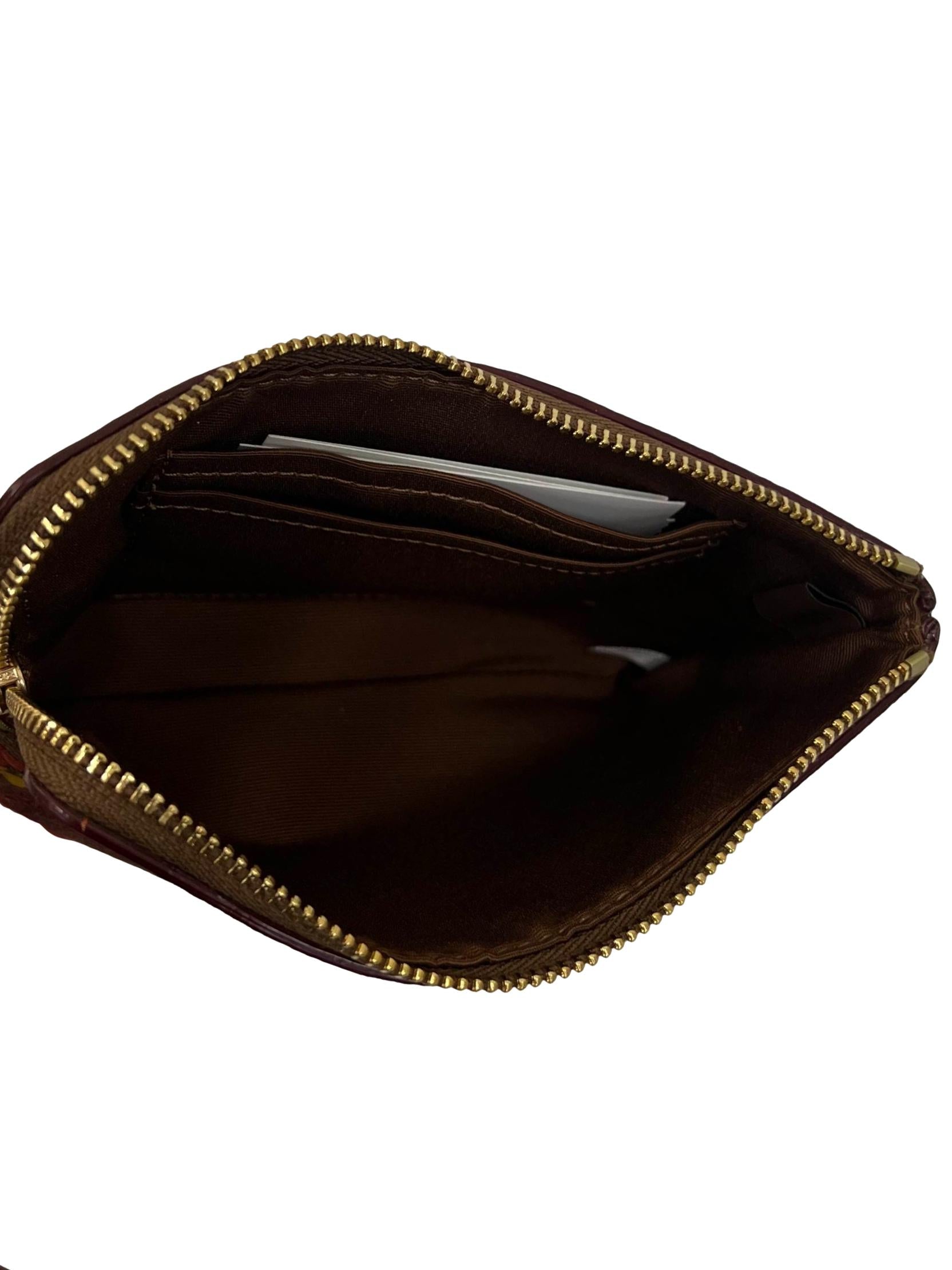 Khaki Corner Zip Signature Floral Wristlet